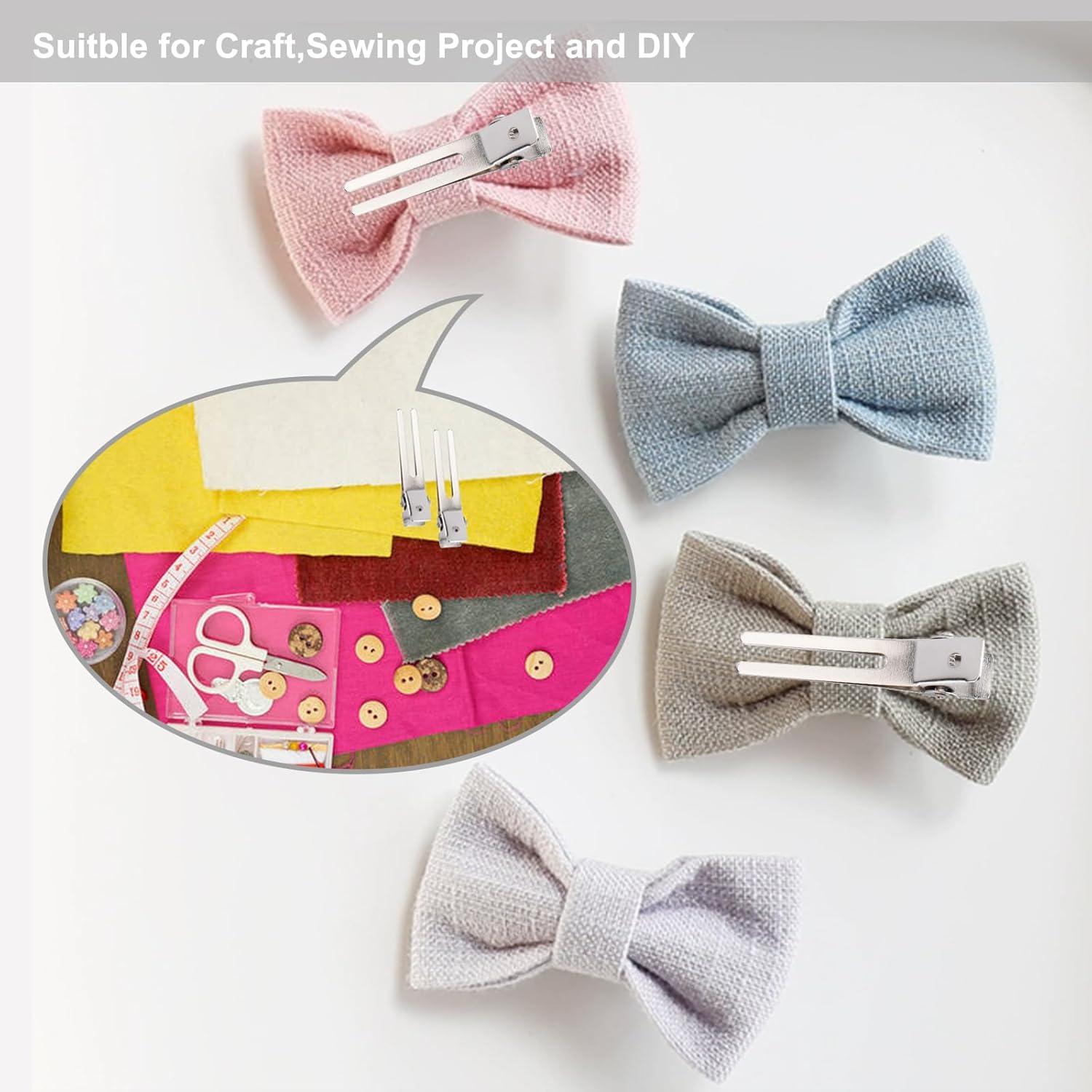 50 Clips de Pelo Doble Prong Metal Qoneyik 45mm Plateados