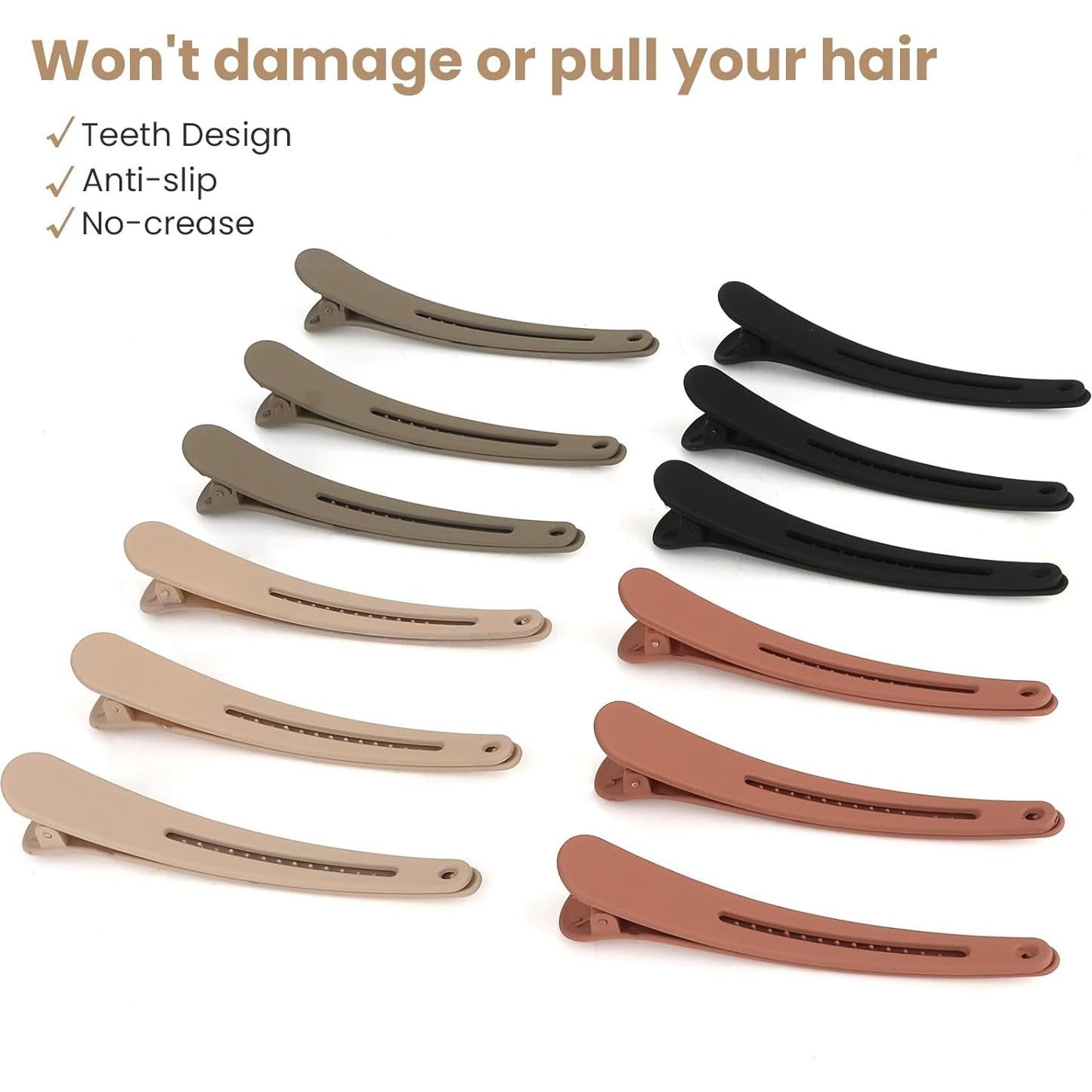 12 Clips de Cocodrilo para Cabello YISSION 11.94 cm Neutros