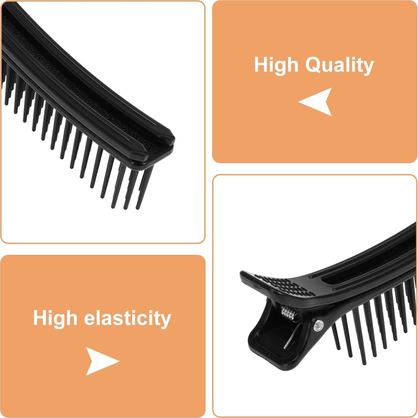 4 Clips de Agarre para Cabello HAKFOO - 14 cm, Negro