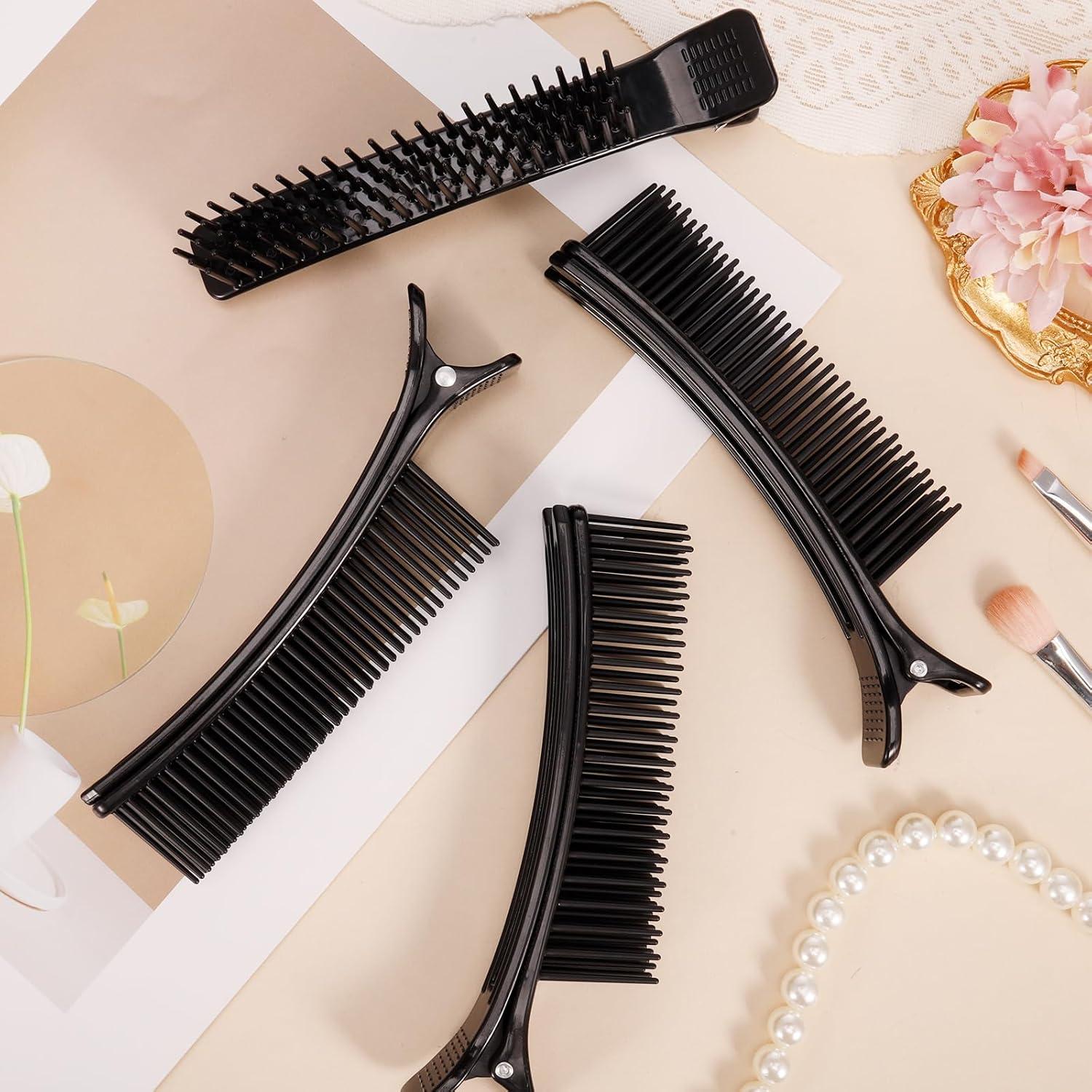 4 Clips de Agarre para Cabello HAKFOO - 14 cm, Negro