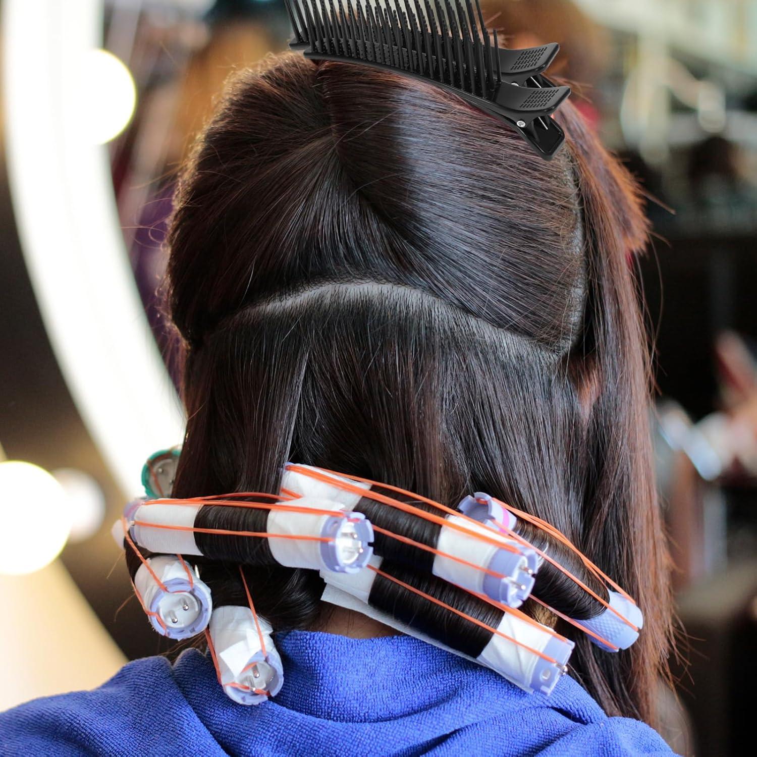 4 Clips de Agarre para Cabello HAKFOO - 14 cm, Negro