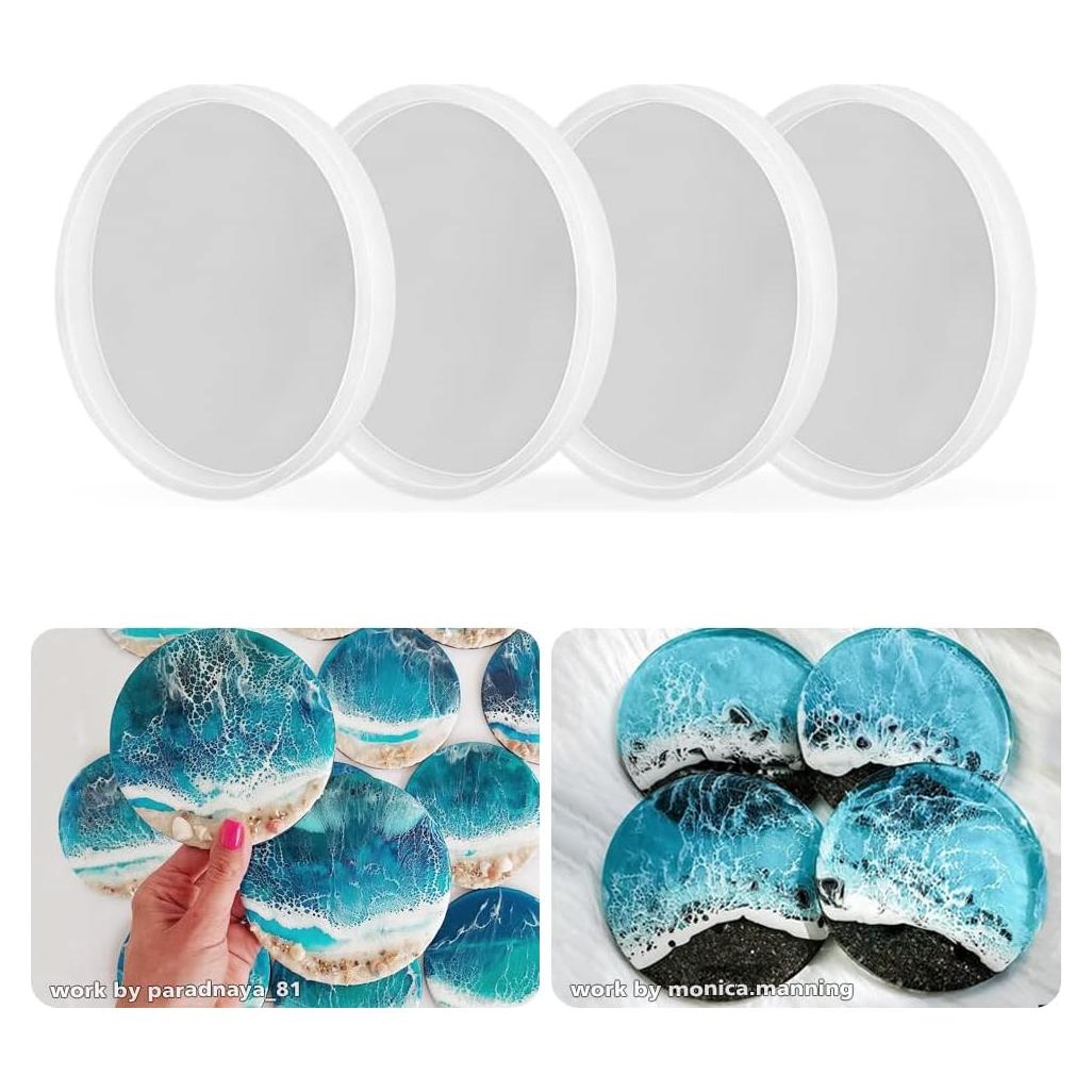 Moldes de Silicona para Posavasos ResinWorld 4 Piezas 10 cm