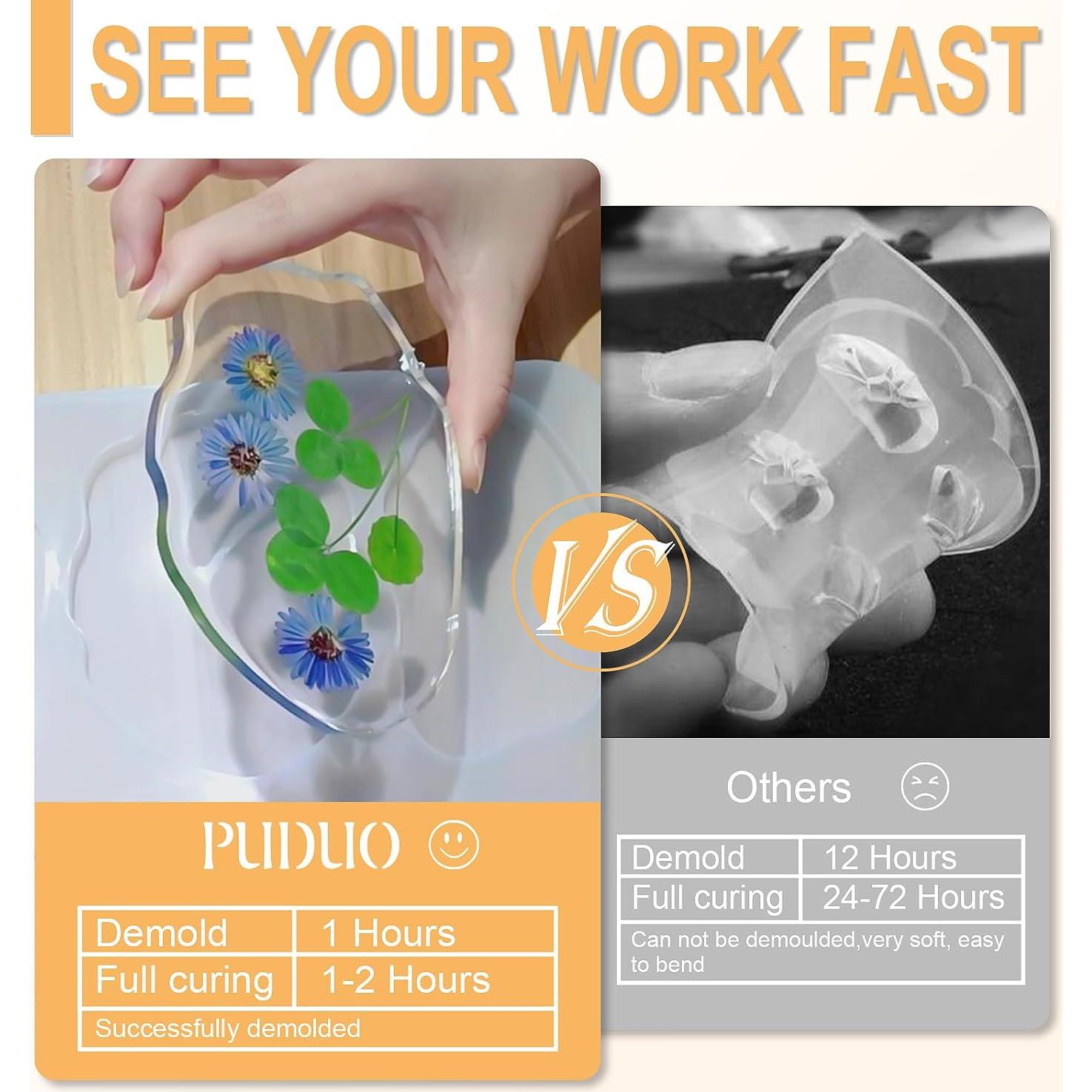 Resina Epóxica Puduo 68 oz, Curado Rápido 1 Hora, Cristal Claro