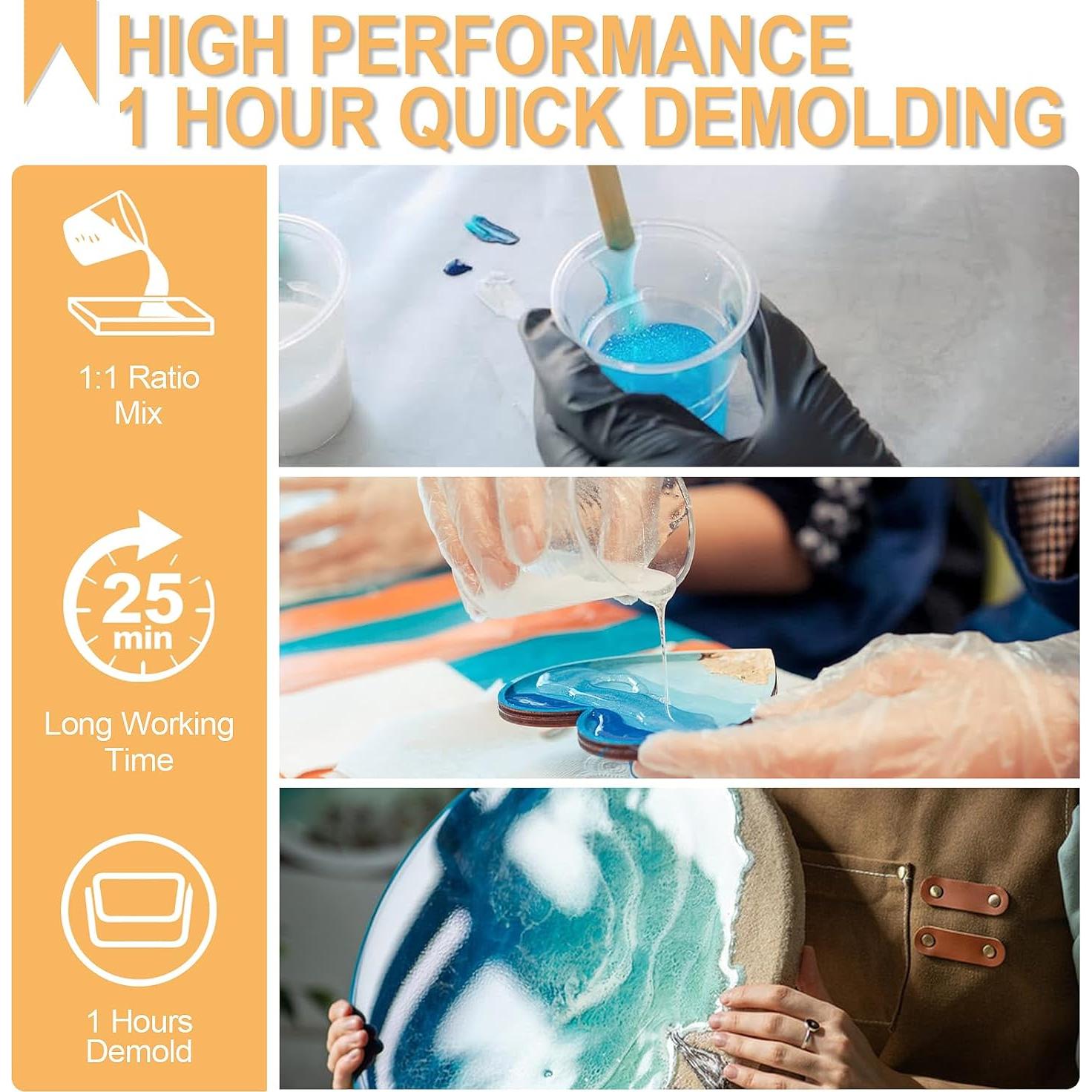 Resina Epóxica Puduo 68 oz, Curado Rápido 1 Hora, Cristal Claro