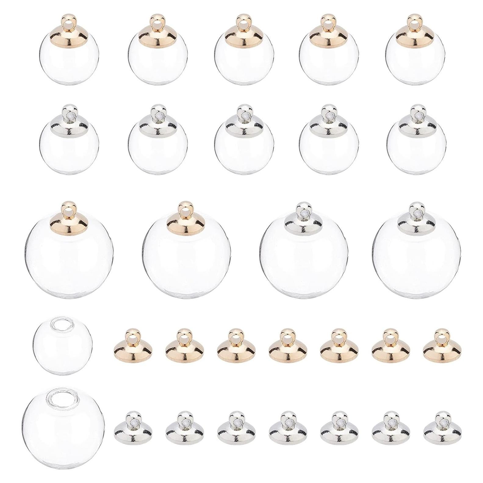 PH PandaHall 60 Mini Esferas de Vidrio con Tapas para Joyería
