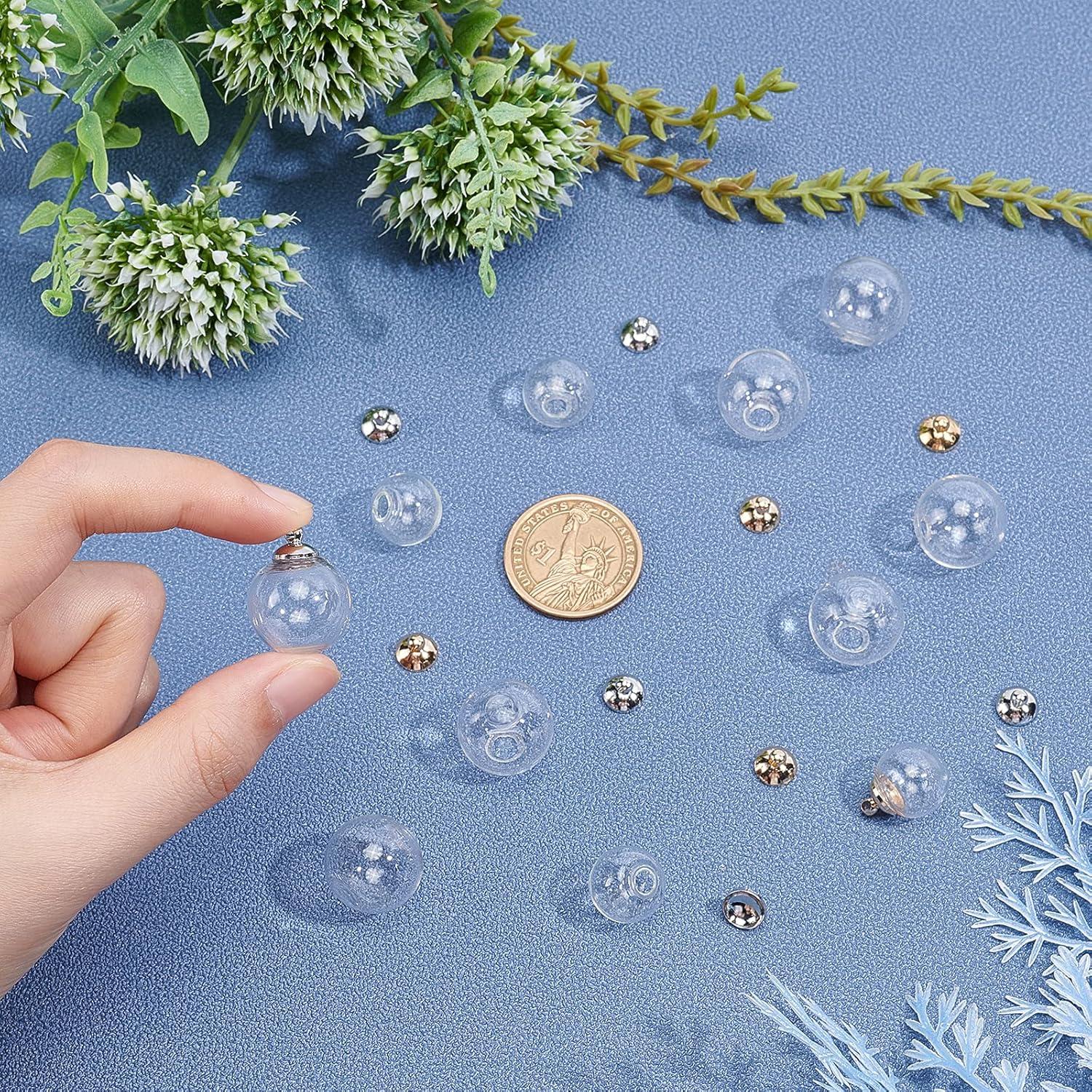 PH PandaHall 60 Mini Esferas de Vidrio con Tapas para Joyería