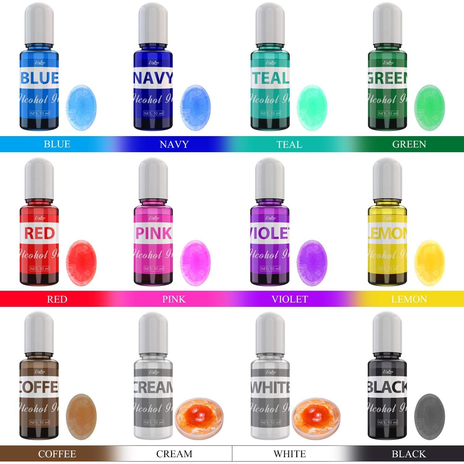 Juego de Tintas de Alcohol Limino - 12 Colores 10ml para Resina