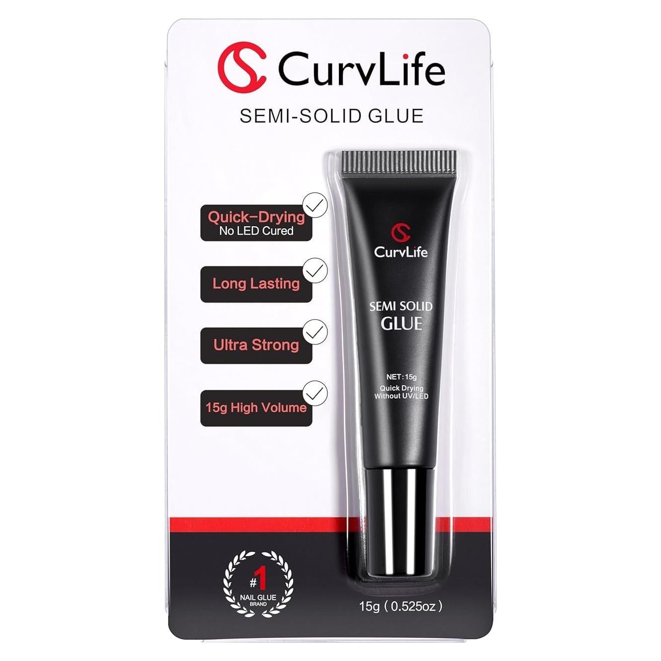 Pegamento para Uñas Postizas Curvlife 15g - Secado Rápido, Duradero