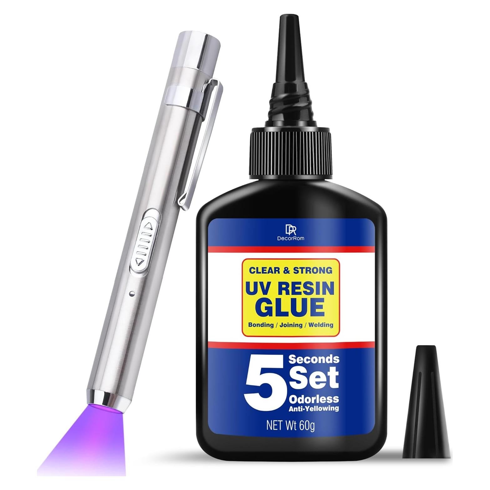 Kit de Resina UV DecorRom 60g con Linterna UV Recargable