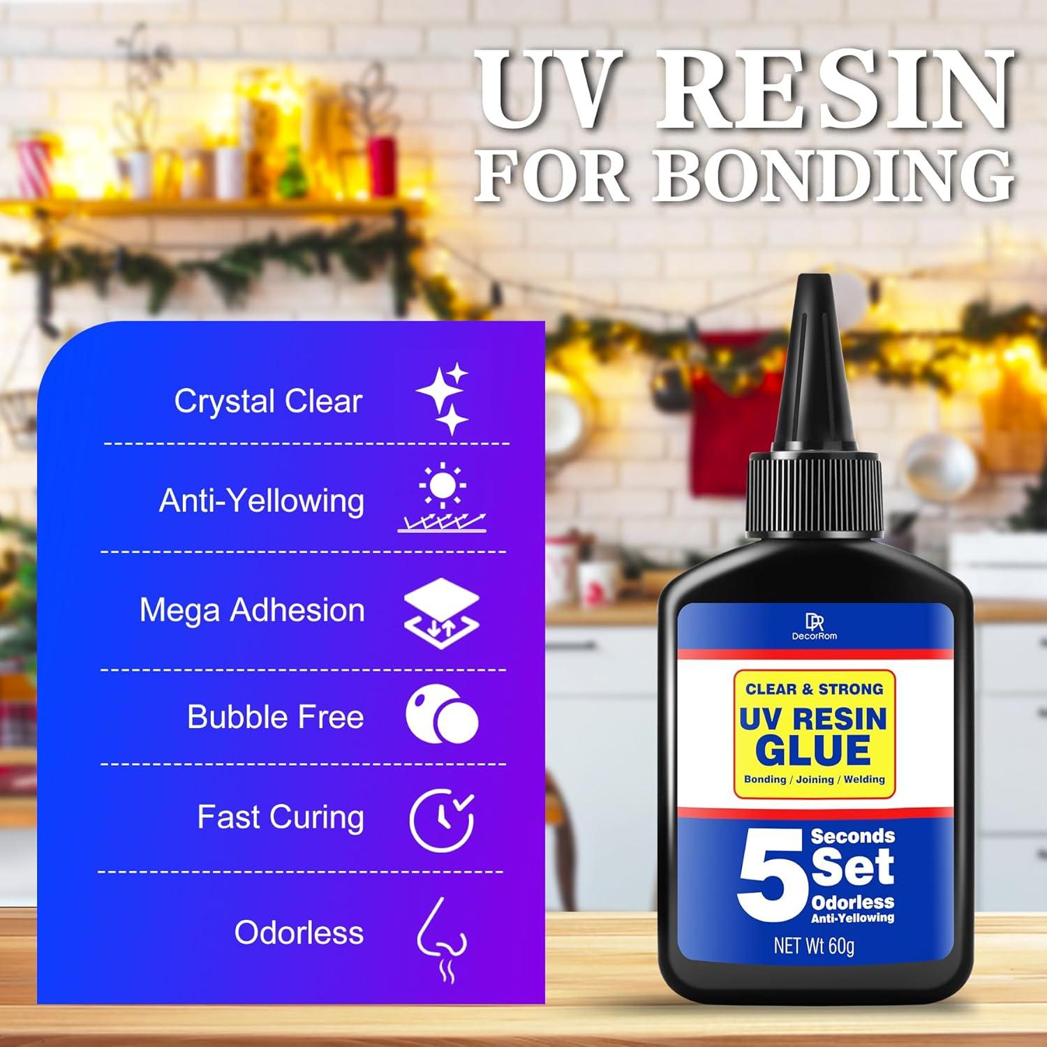 Kit de Resina UV DecorRom 60g con Linterna UV Recargable