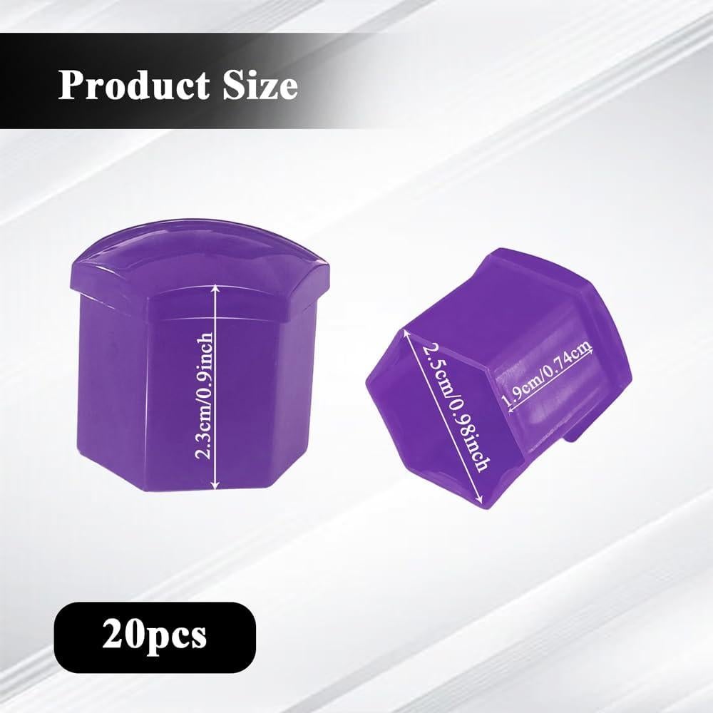 20 Tapas de Tuercas de Rueda QZTYTY 19mm Morado con Herramienta
