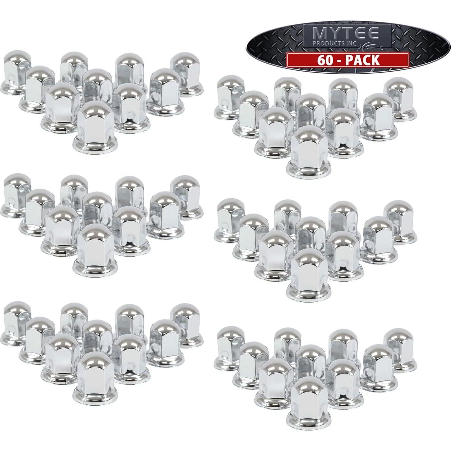 Cubiertas de Tuercas de Metal Cromado Mytee 33mm Paquete 60
