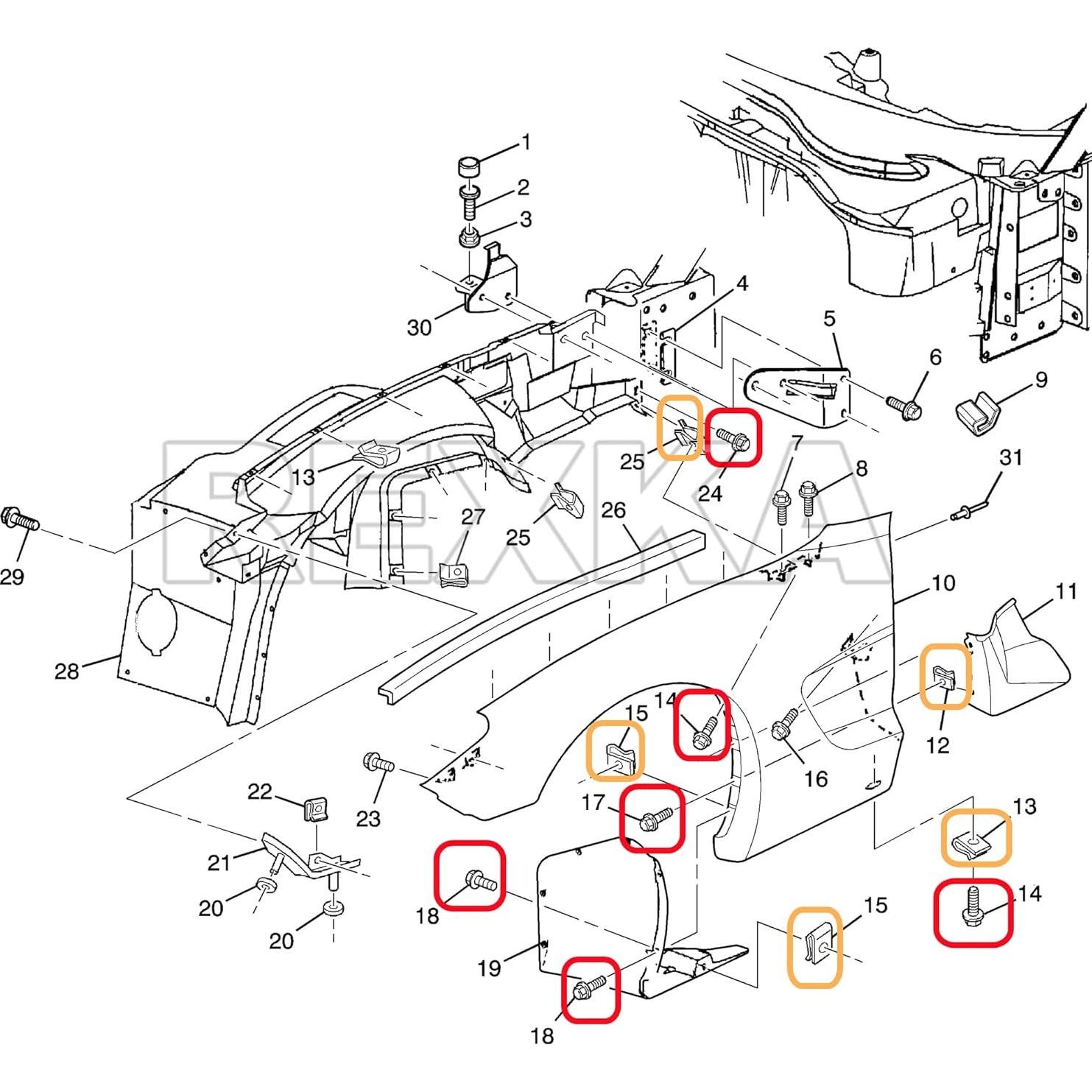 Kit 15 Juegos Tornillos y Tuercas para Chevrolet y Cadillac