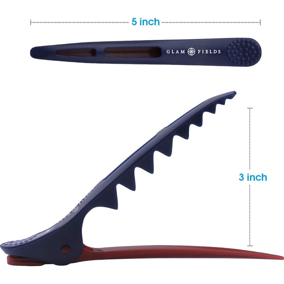 Clips de Cabello Glamfields Tipo Tiburón 6 Piezas Azul Marino