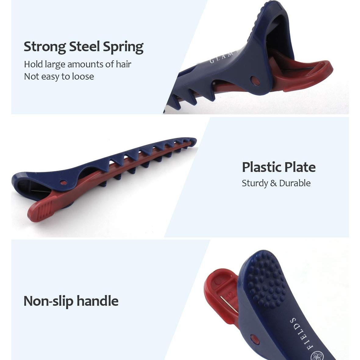 Clips de Cabello Glamfields Tipo Tiburón 6 Piezas Azul Marino