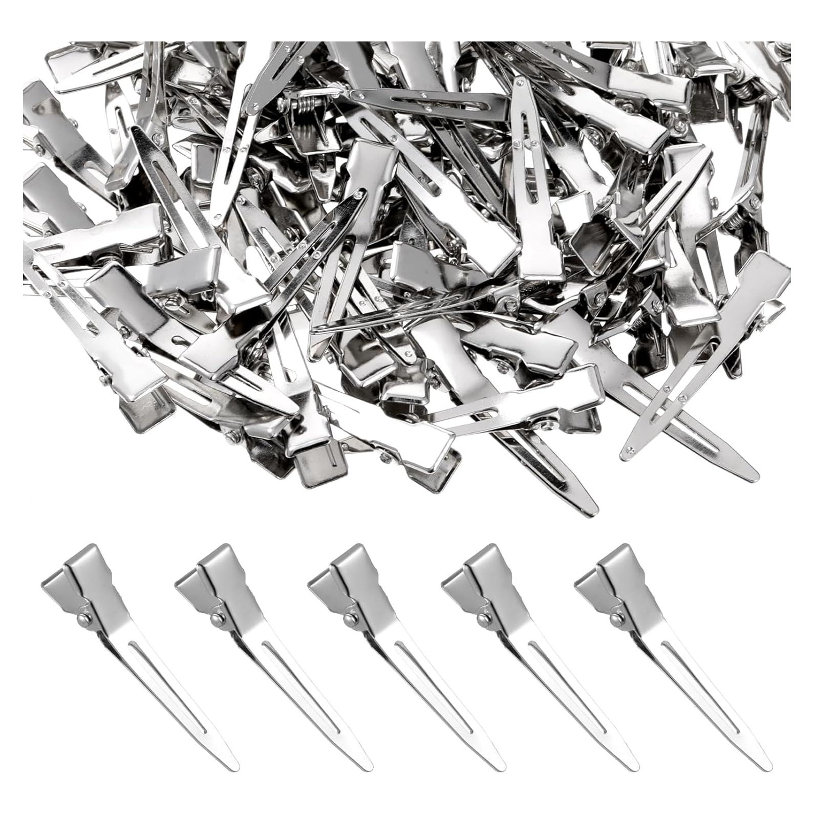 100 Clips Metálicos Plateados para Cabello 4.5 cm Psyqtsuary