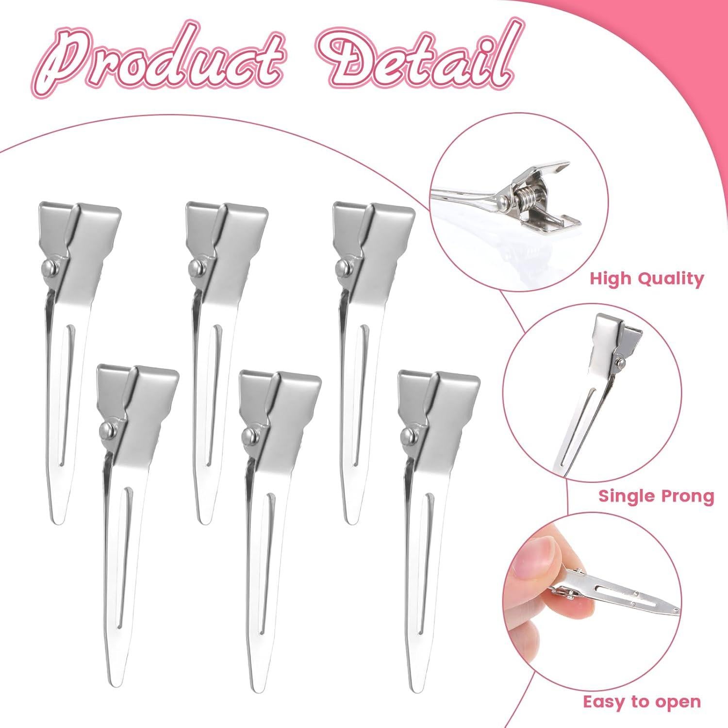 100 Clips Metálicos Plateados para Cabello 4.5 cm Psyqtsuary