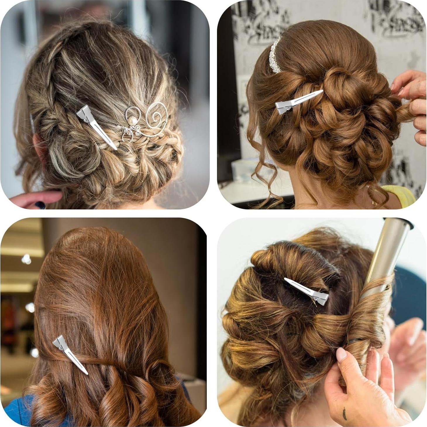 100 Clips Metálicos Plateados para Cabello 4.5 cm Psyqtsuary