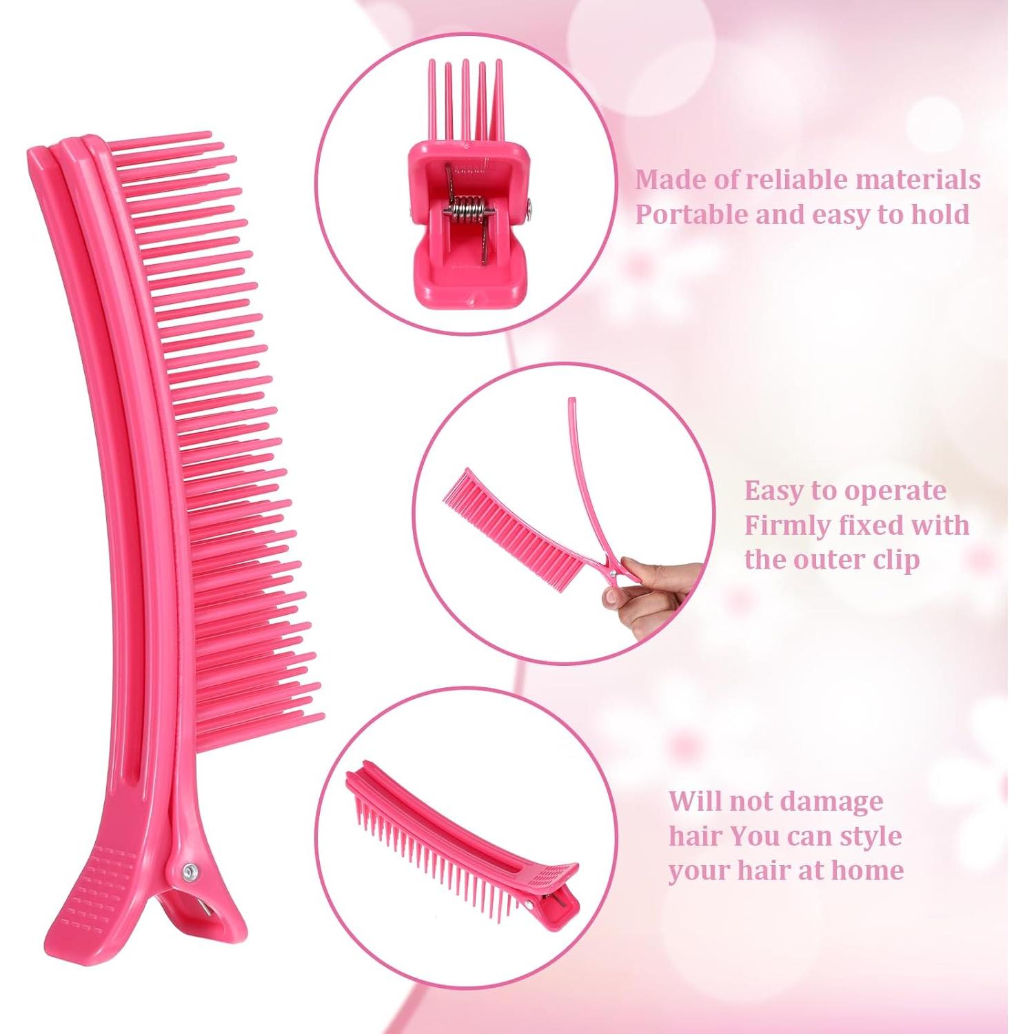 2 Clips de Sección para Cabello EupHHonycs Rosa 19x11cm