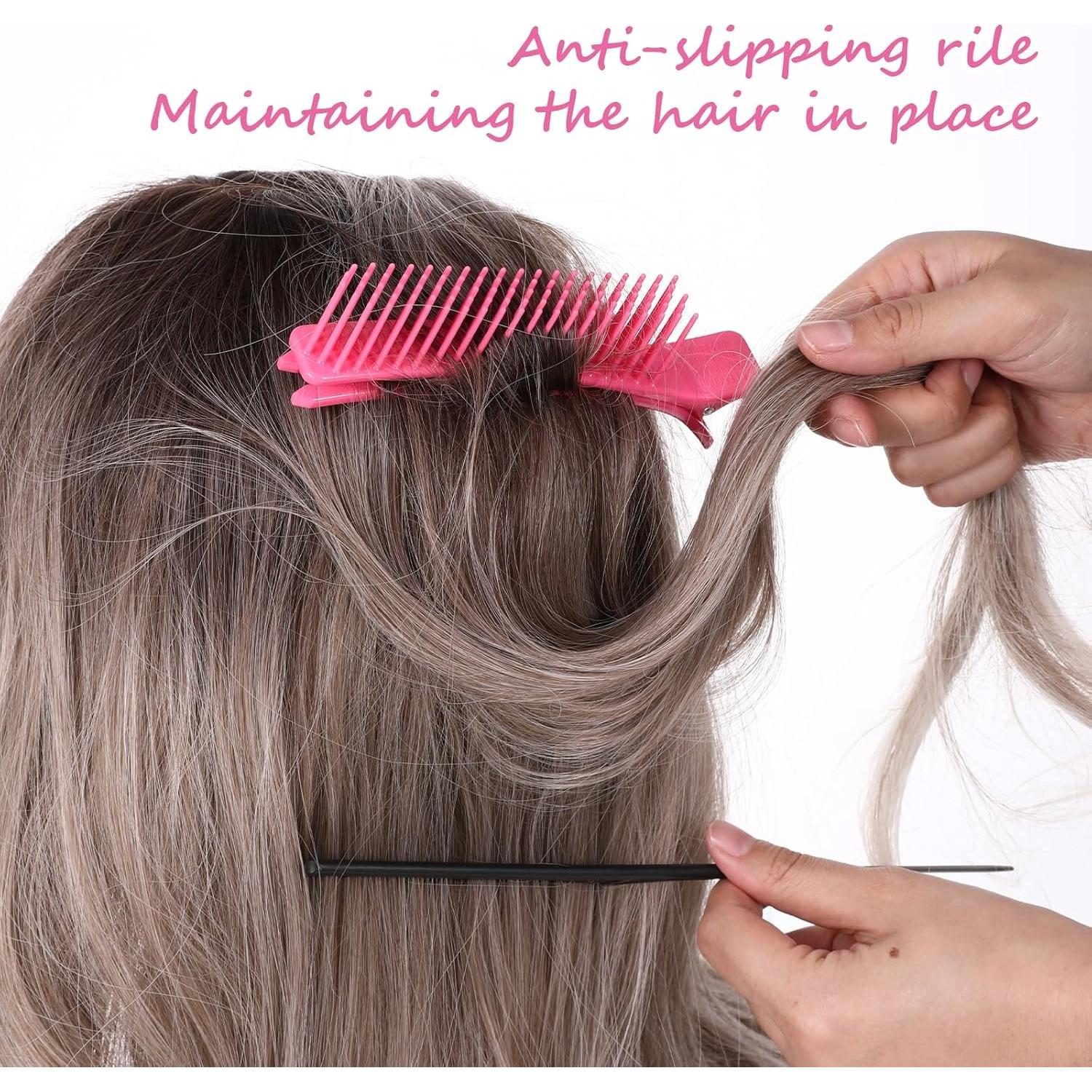 2 Clips de Sección para Cabello EupHHonycs Rosa 19x11cm