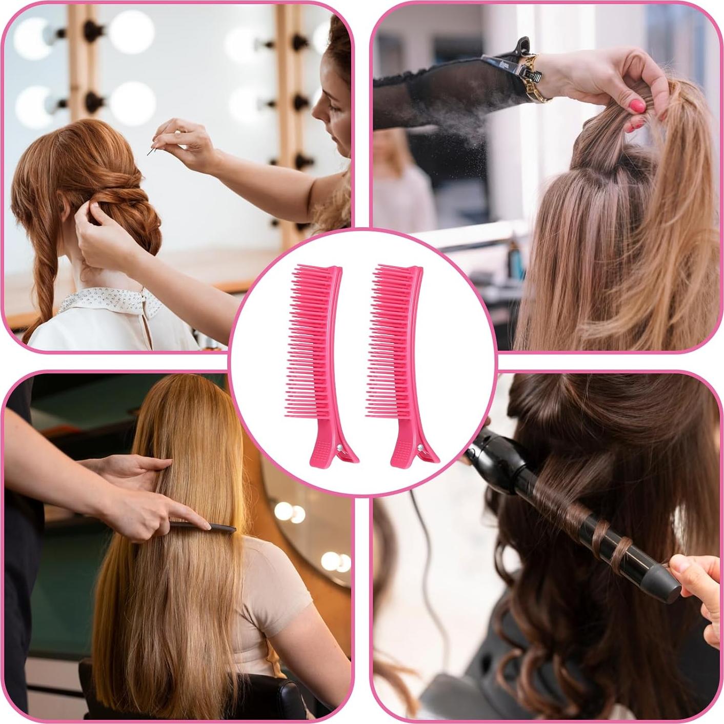 2 Clips de Sección para Cabello EupHHonycs Rosa 19x11cm