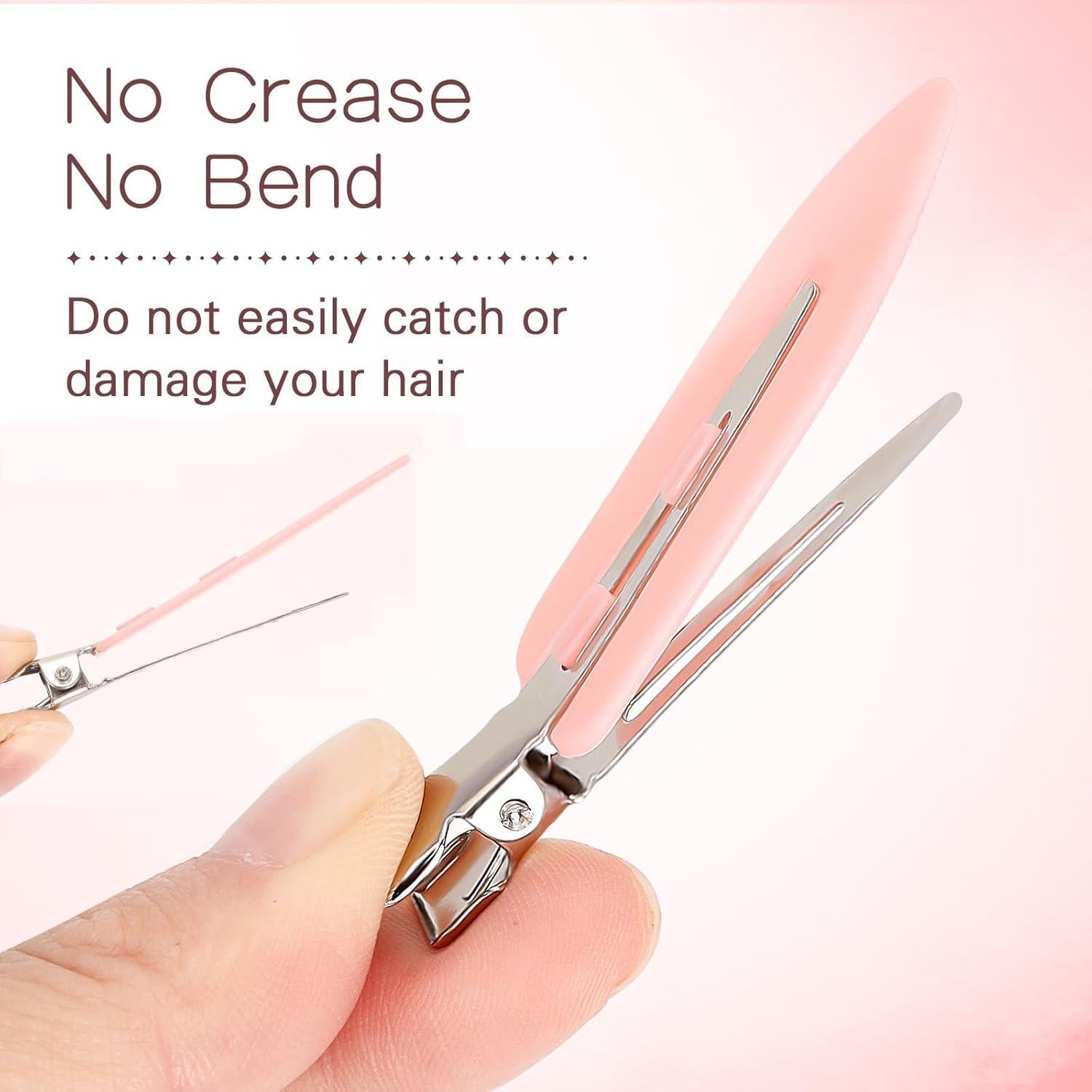 12 Clips para el Cabello Sin Dobleces LIGHOON - Rosa, Negro, Blanco