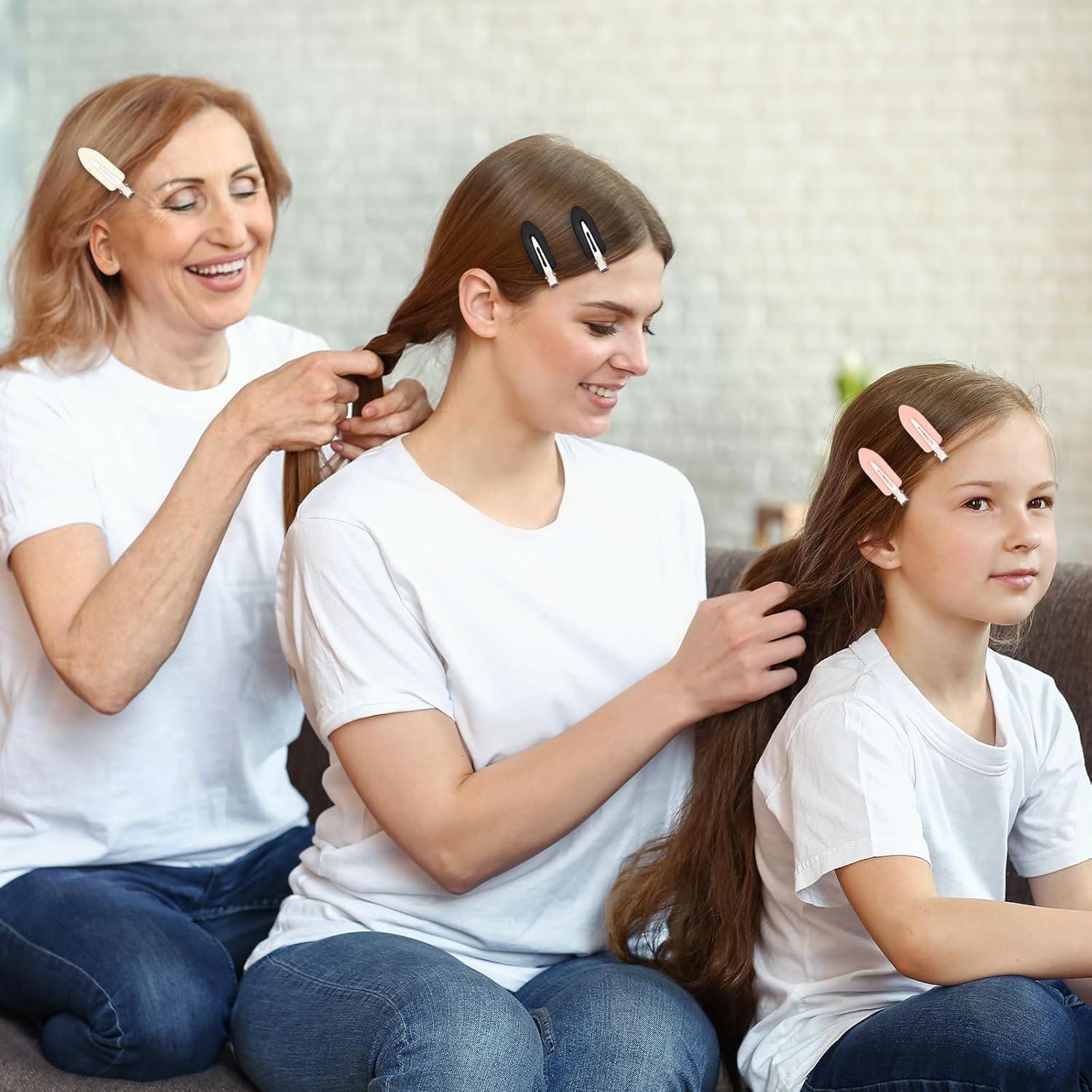 12 Clips para el Cabello Sin Dobleces LIGHOON - Rosa, Negro, Blanco