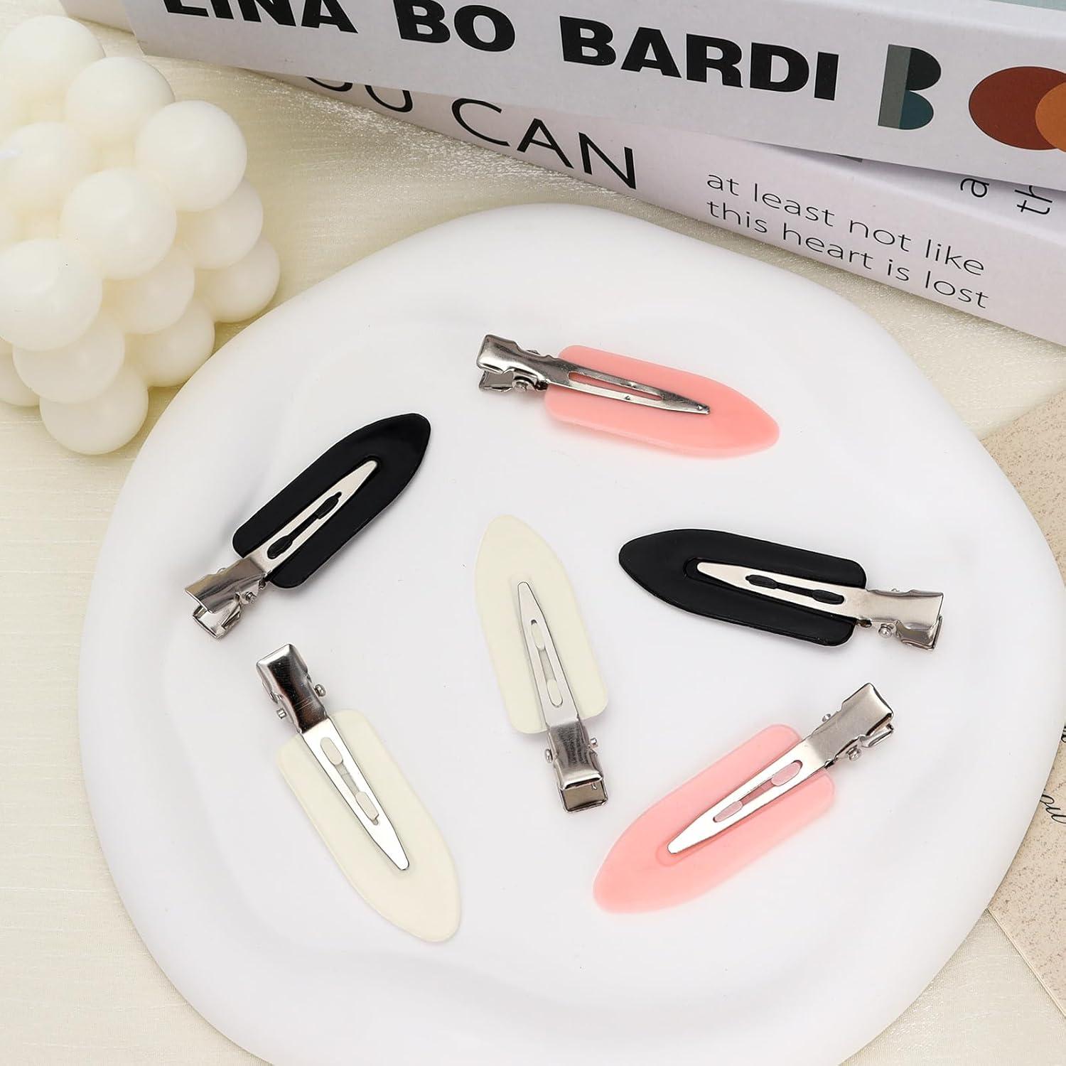 12 Clips para el Cabello Sin Dobleces LIGHOON - Rosa, Negro, Blanco