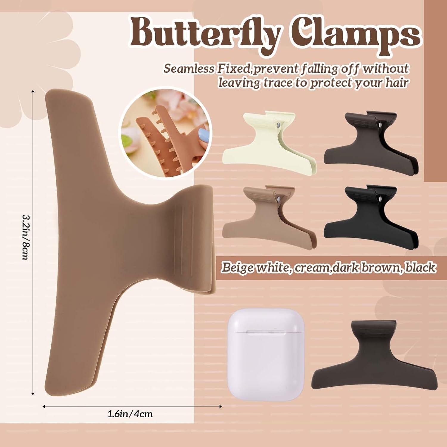 Clips de Pelo Mariposa Batiyeer 12 Pcs Antideslizantes Neutros