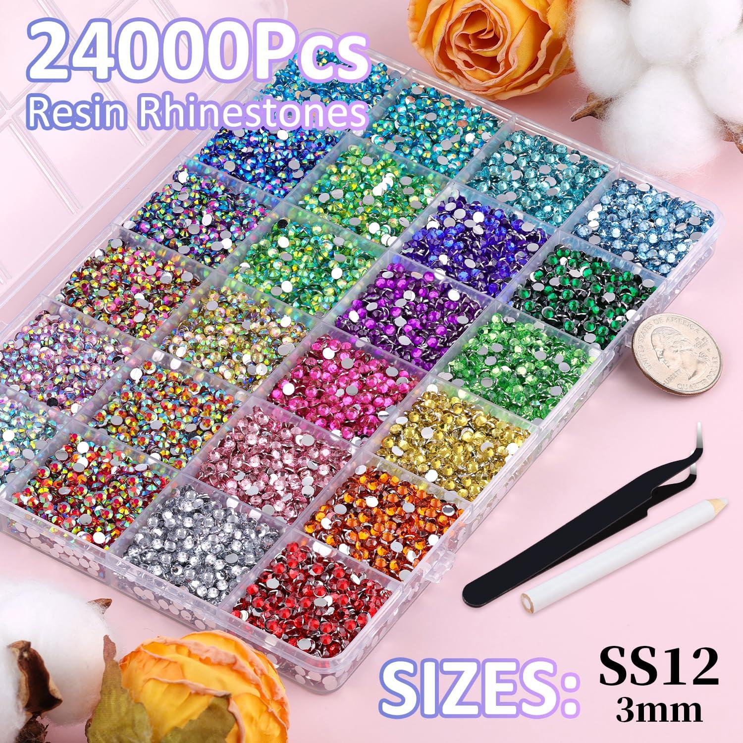 24000 Piedras de Resina Brillantes 3mm TINKRSTUFF para Manualidades