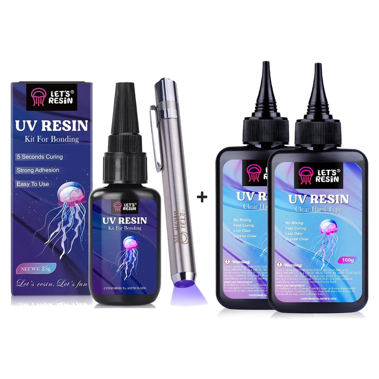 Kit de Resina UV LET'S RESIN 200g con Linterna y Bajo Olor