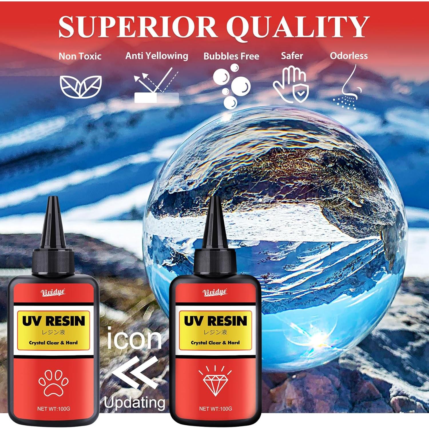 Kit de Resina UV Vividye 300g con Lámpara y Suministros DIY