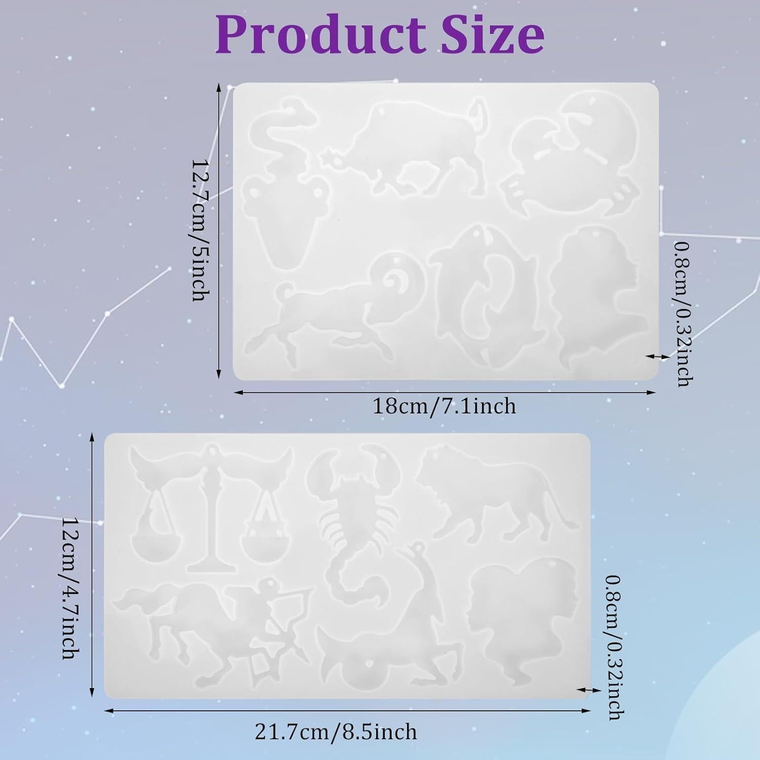 Juego de Moldes de Silicona LLOUSSAK Zodiaco 12 Cavidades