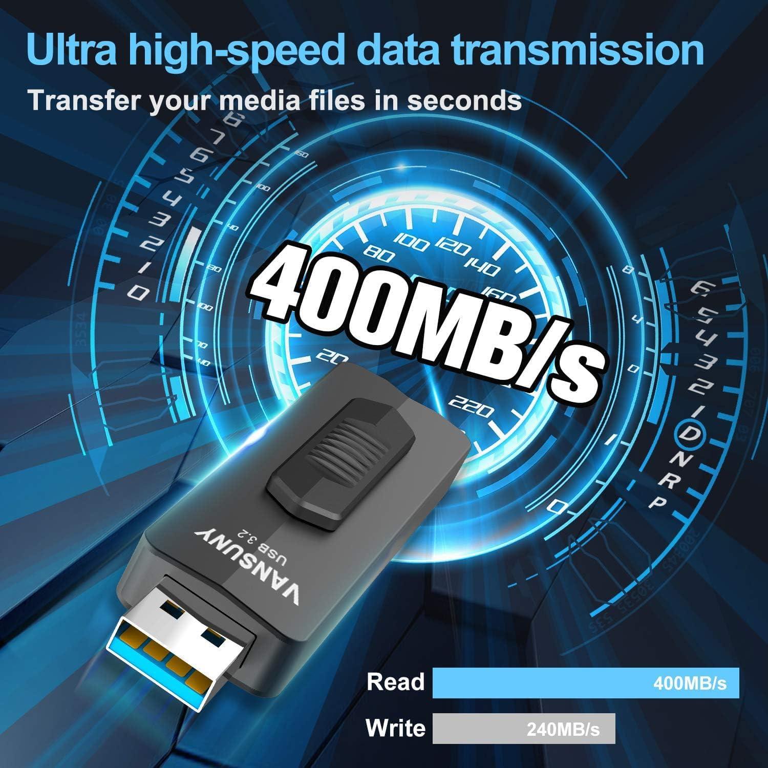 Unidad Flash USB 3.2 Vansuny 256GB Metálica 400MB/s