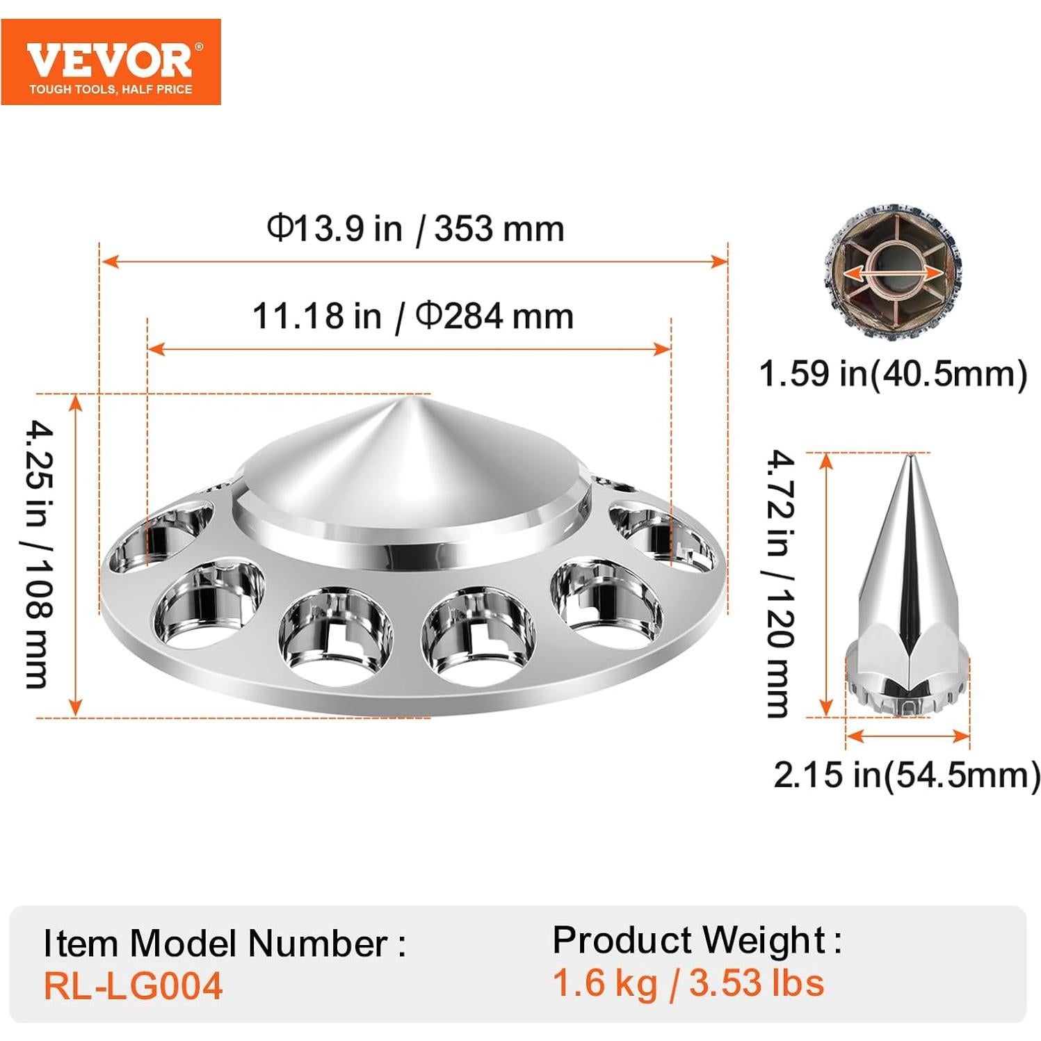Cubiertas de Eje Frontal VEVOR para Camiones Semi - ABS Resistente