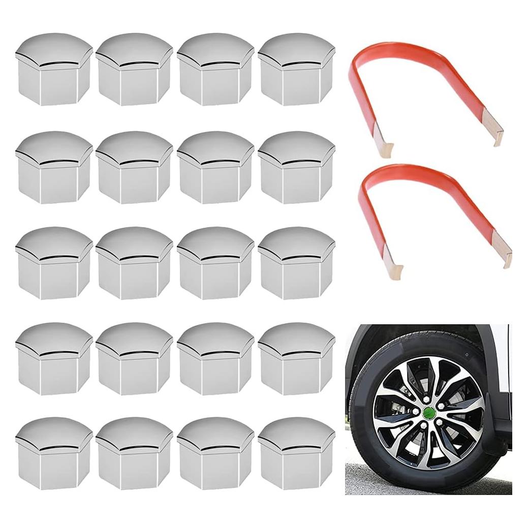 20 Cubiertas de Tuerca de Rin UOIENRT 17mm Cromadas