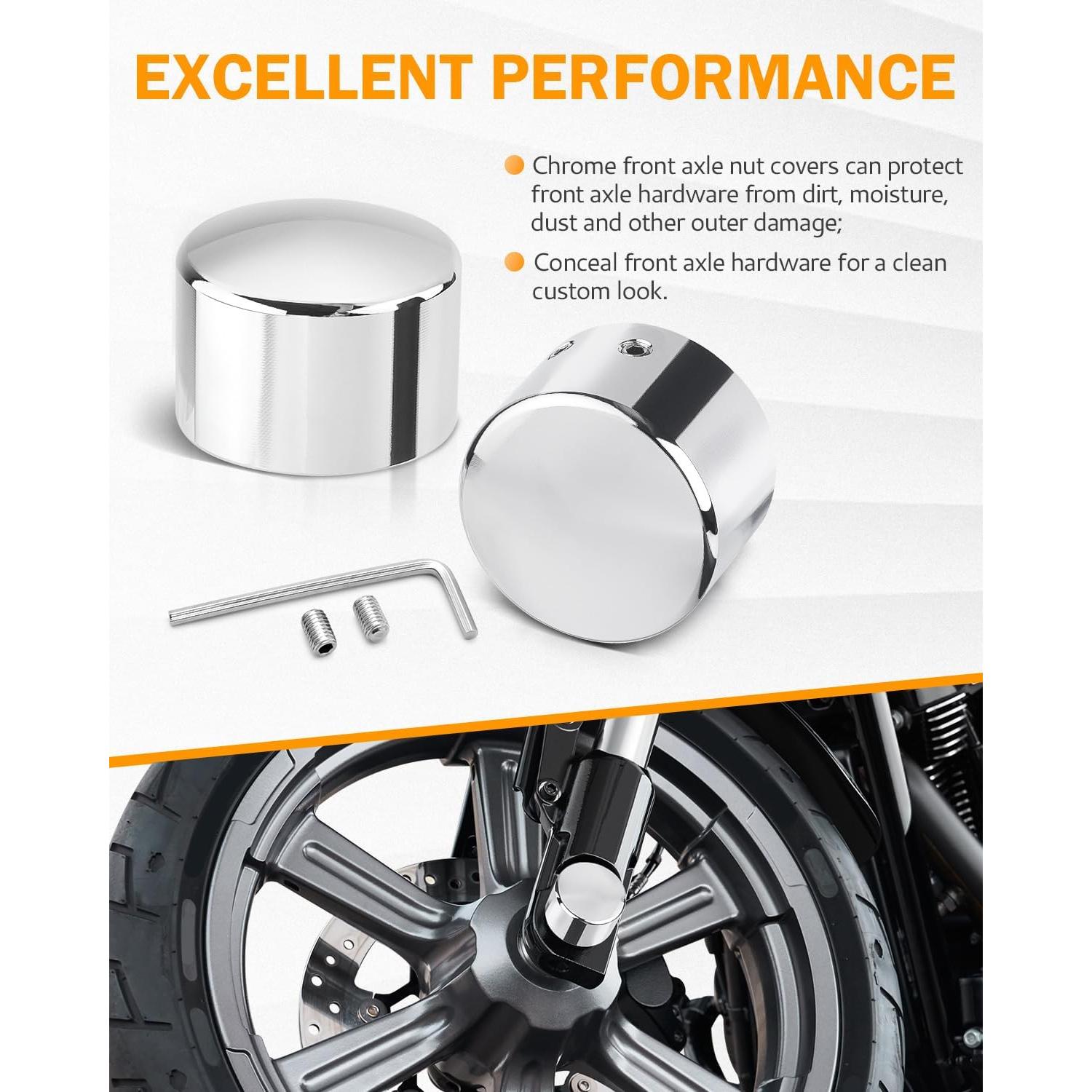 Cubiertas de tuerca de eje delantero PBYMT Cromo para Harley 2002-2024