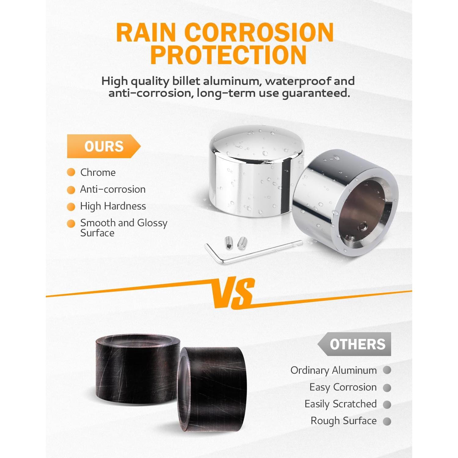 Cubiertas de tuerca de eje delantero PBYMT Cromo para Harley 2002-2024