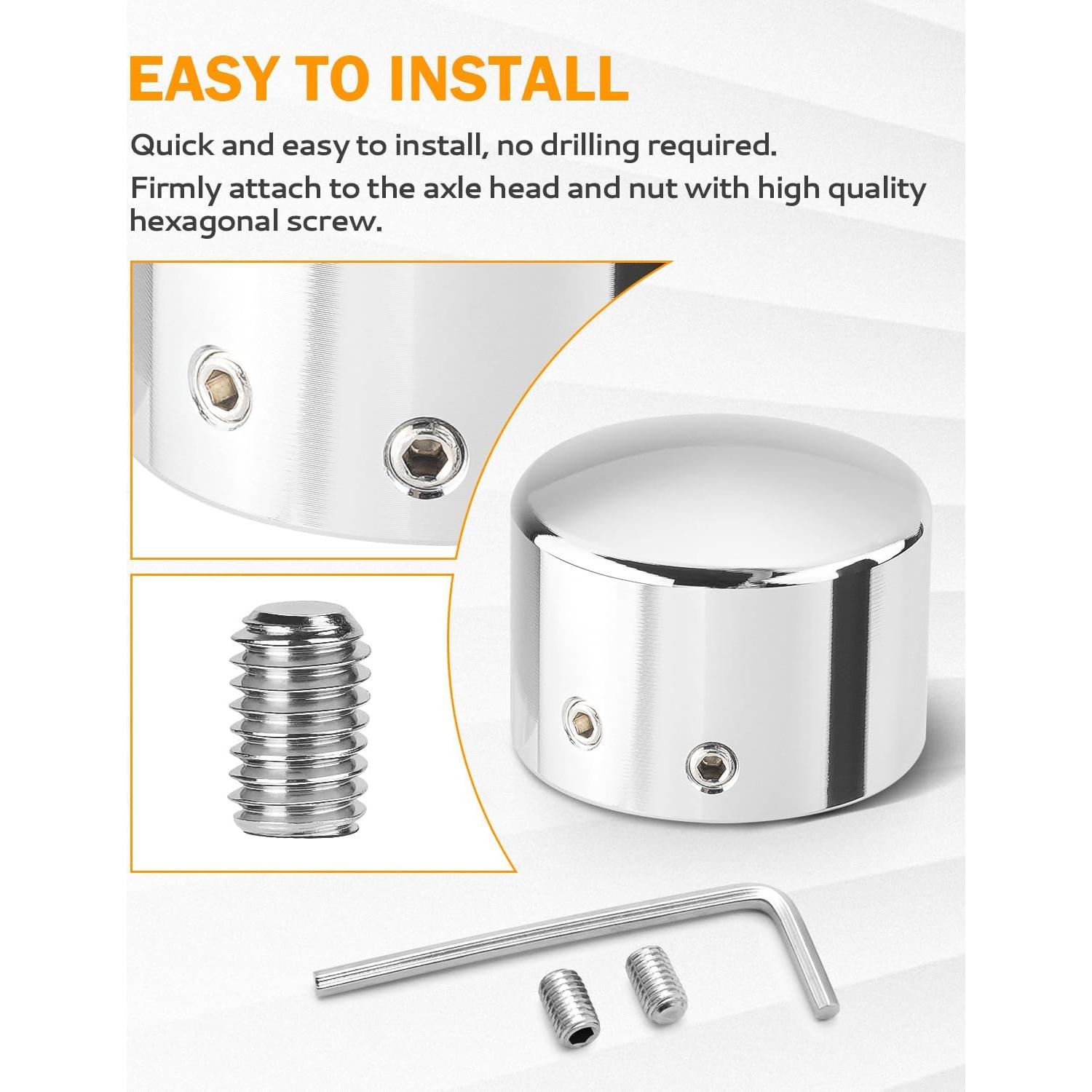 Cubiertas de tuerca de eje delantero PBYMT Cromo para Harley 2002-2024