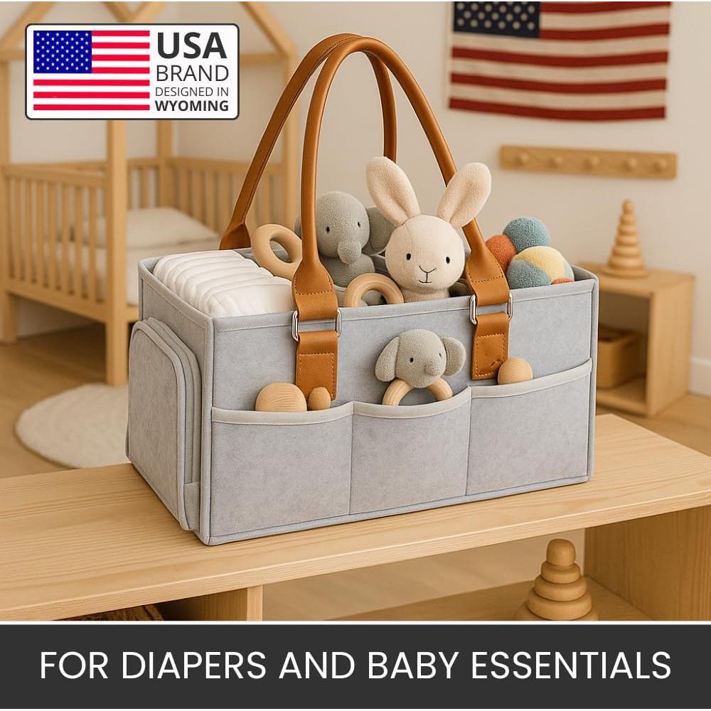 Cesta Organizadora de Pañales Fieltro Primera Collections Gris
