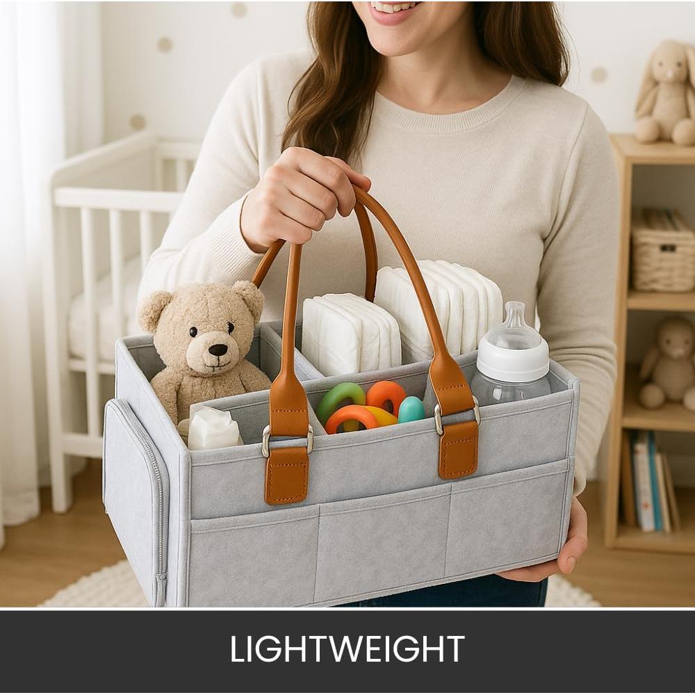 Cesta Organizadora de Pañales Fieltro Primera Collections Gris