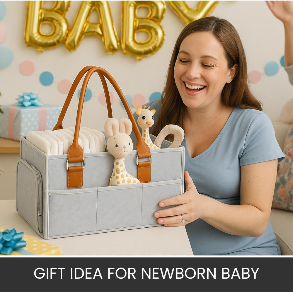 Cesta Organizadora de Pañales Fieltro Primera Collections Gris