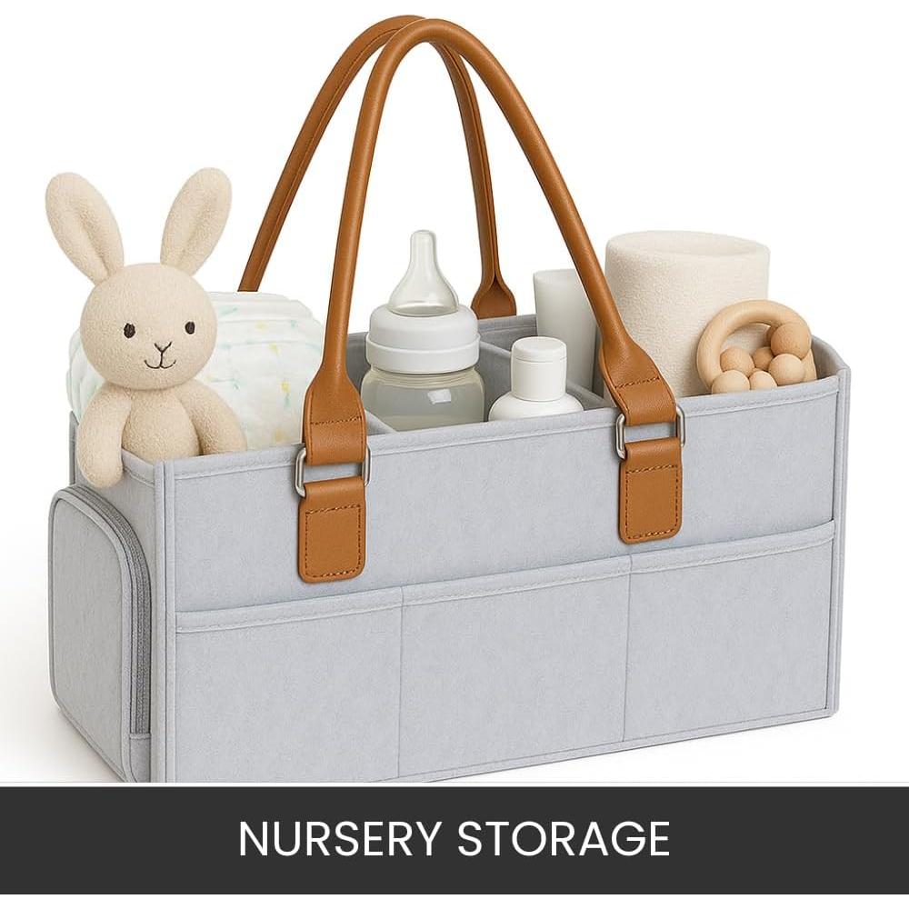 Cesta Organizadora de Pañales Fieltro Primera Collections Gris