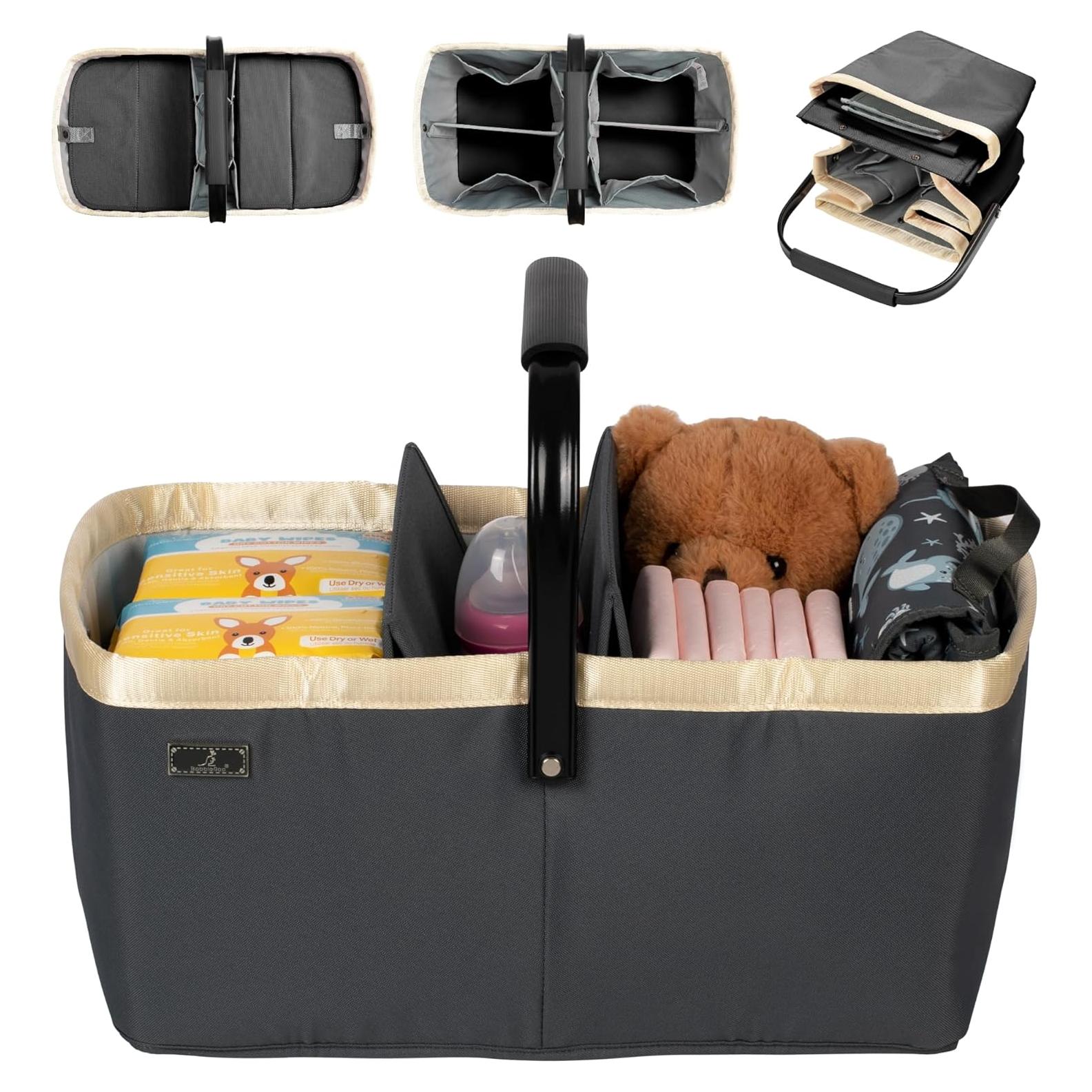 Cesta Organizadora de Pañales BabbleRoo 23L Gris Oscuro