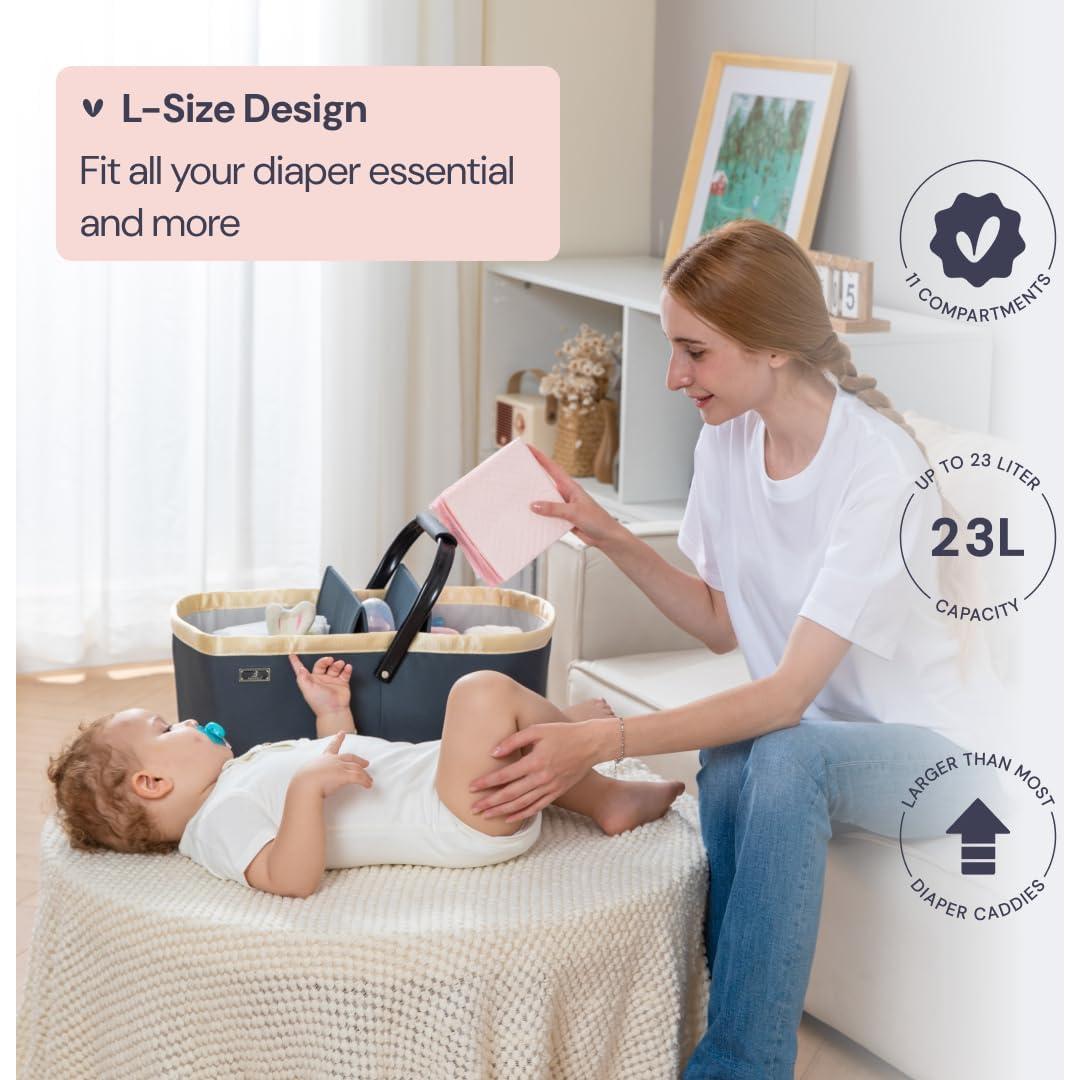 Cesta Organizadora de Pañales BabbleRoo 23L Gris Oscuro