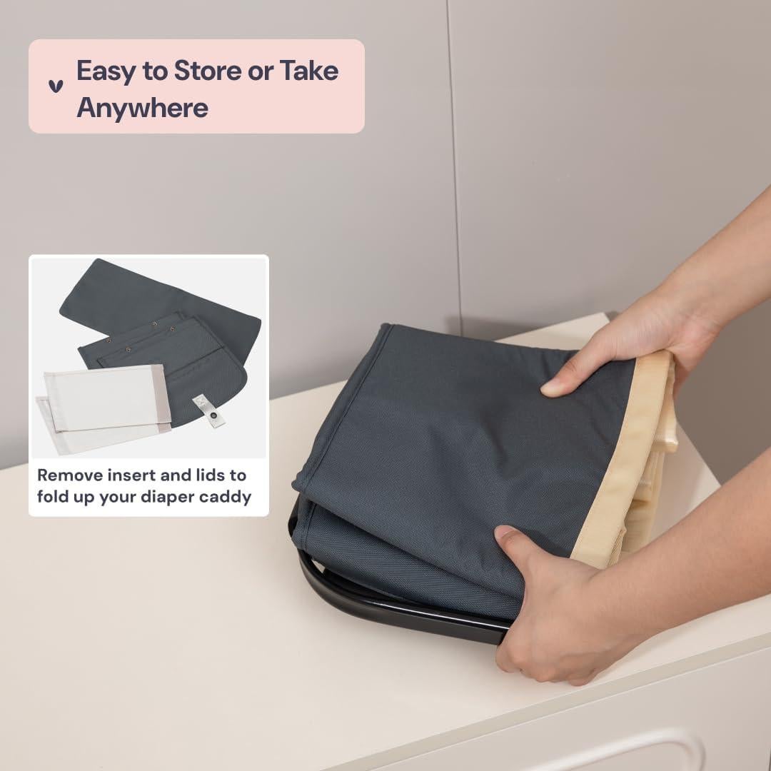 Cesta Organizadora de Pañales BabbleRoo 23L Gris Oscuro