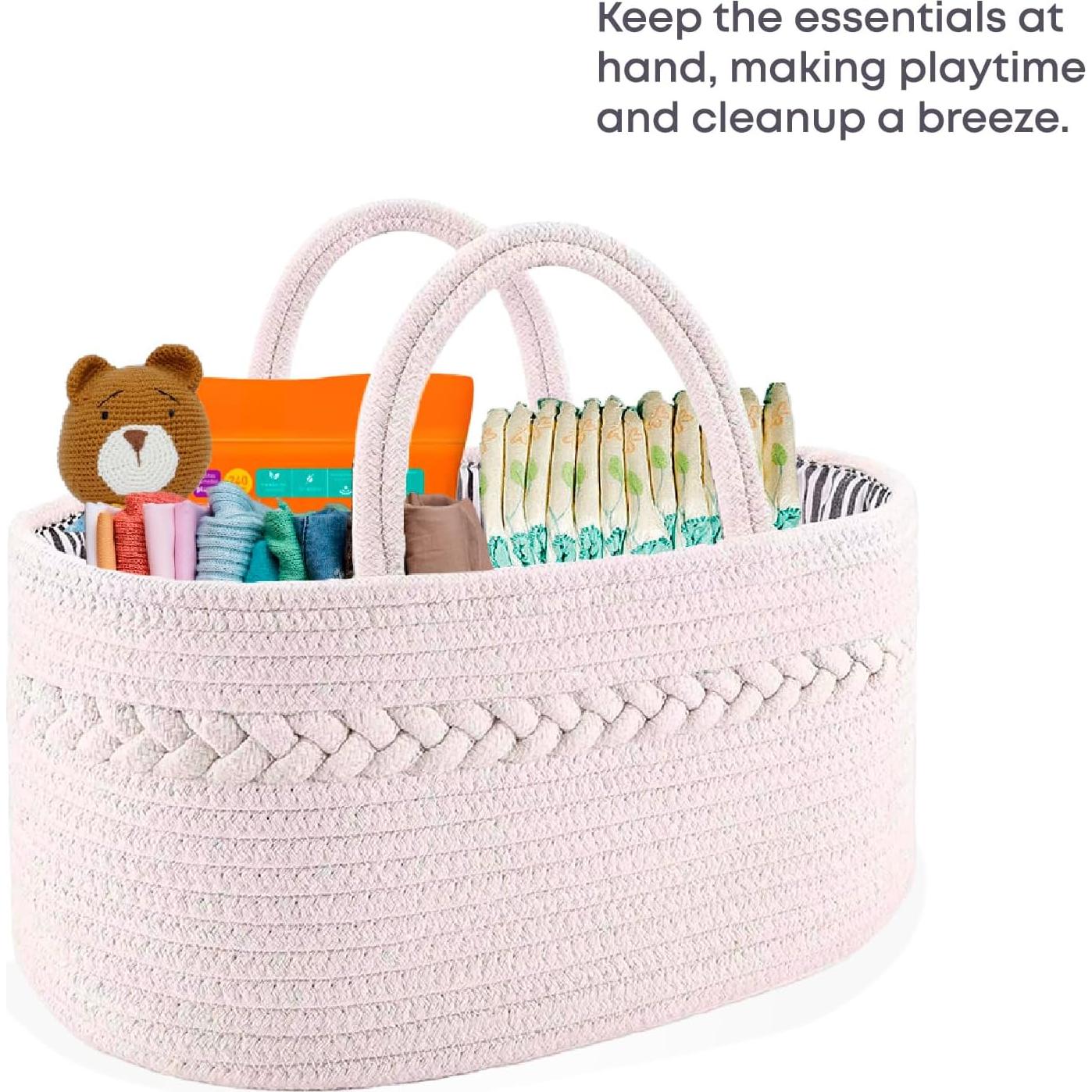 Cesta Organizadora de Pañales Oliver & Emilia - Algodón Blanco