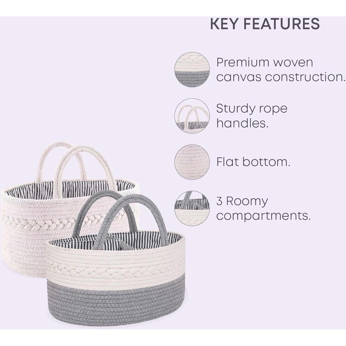 Cesta Organizadora de Pañales Oliver & Emilia - Algodón Blanco