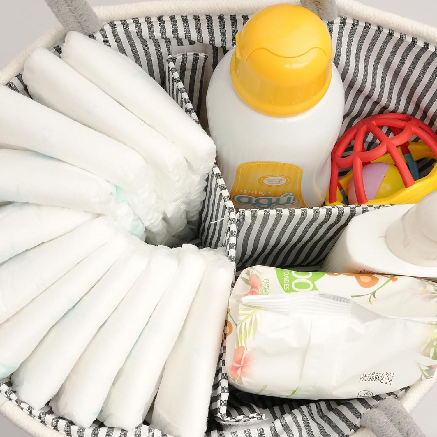 Cesta Organizadora de Pañales Oliver & Emilia - Algodón Blanco