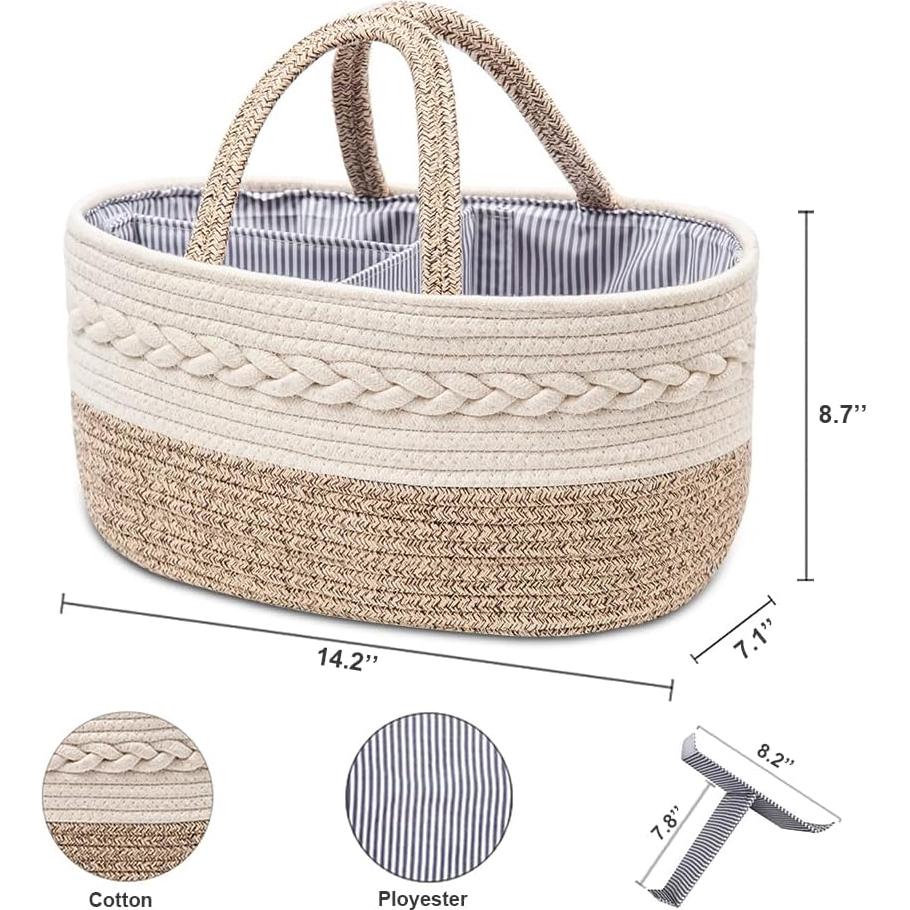 Organizador de Pañales YeaYee, Cesta de Algodón 35.5x20.3 cm